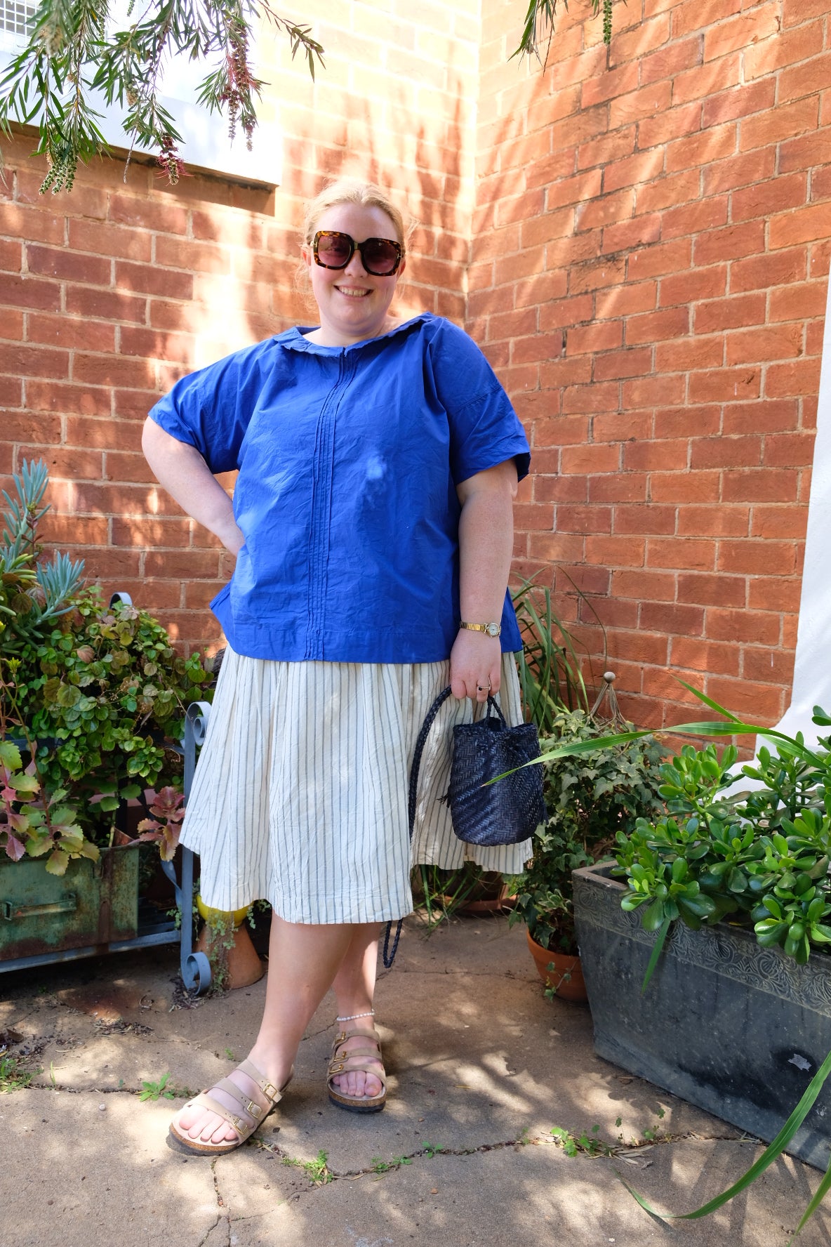 Mia Top - Cotton Poplin - Cobalt