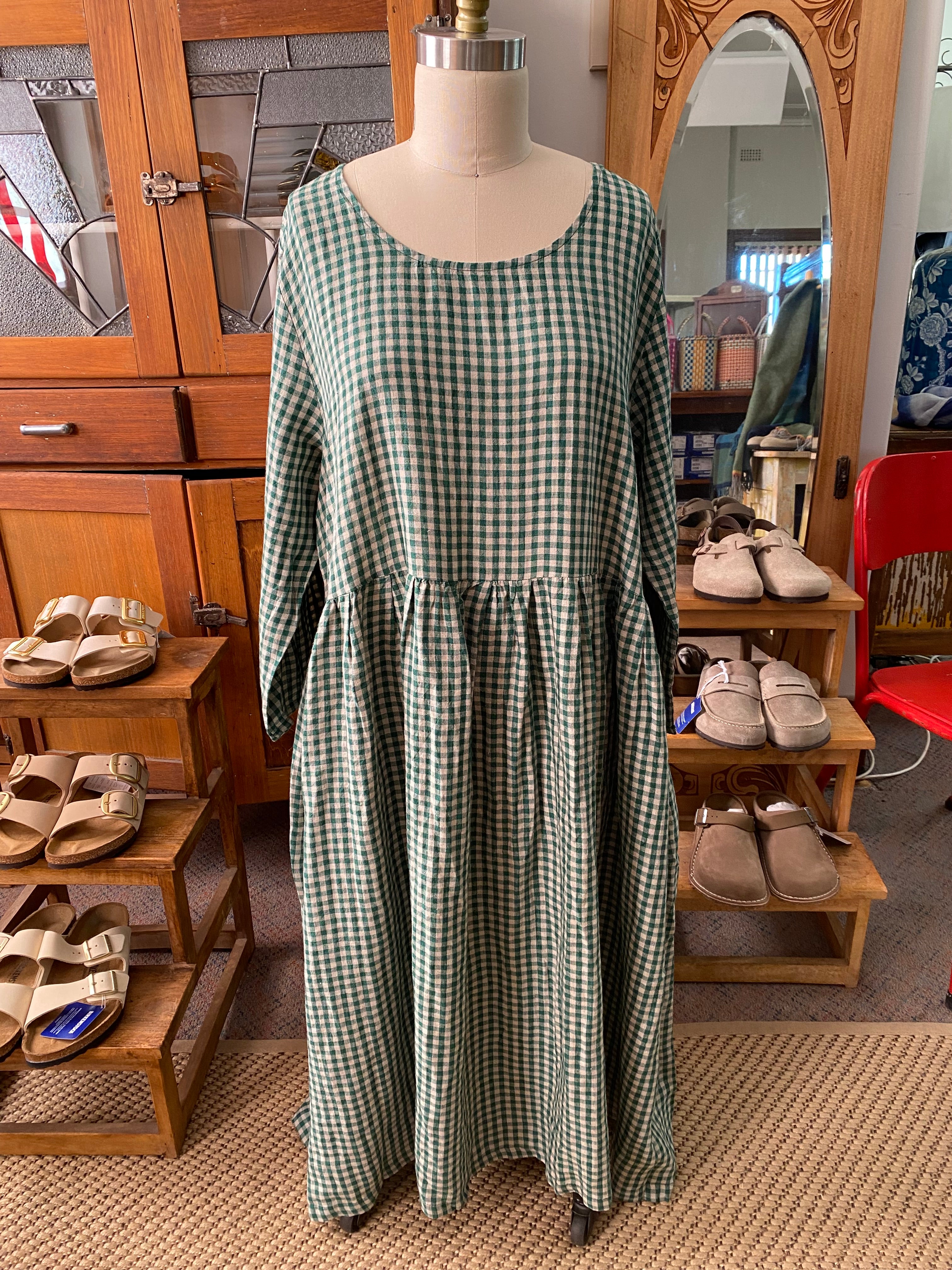 Journee linen dress - green gingham