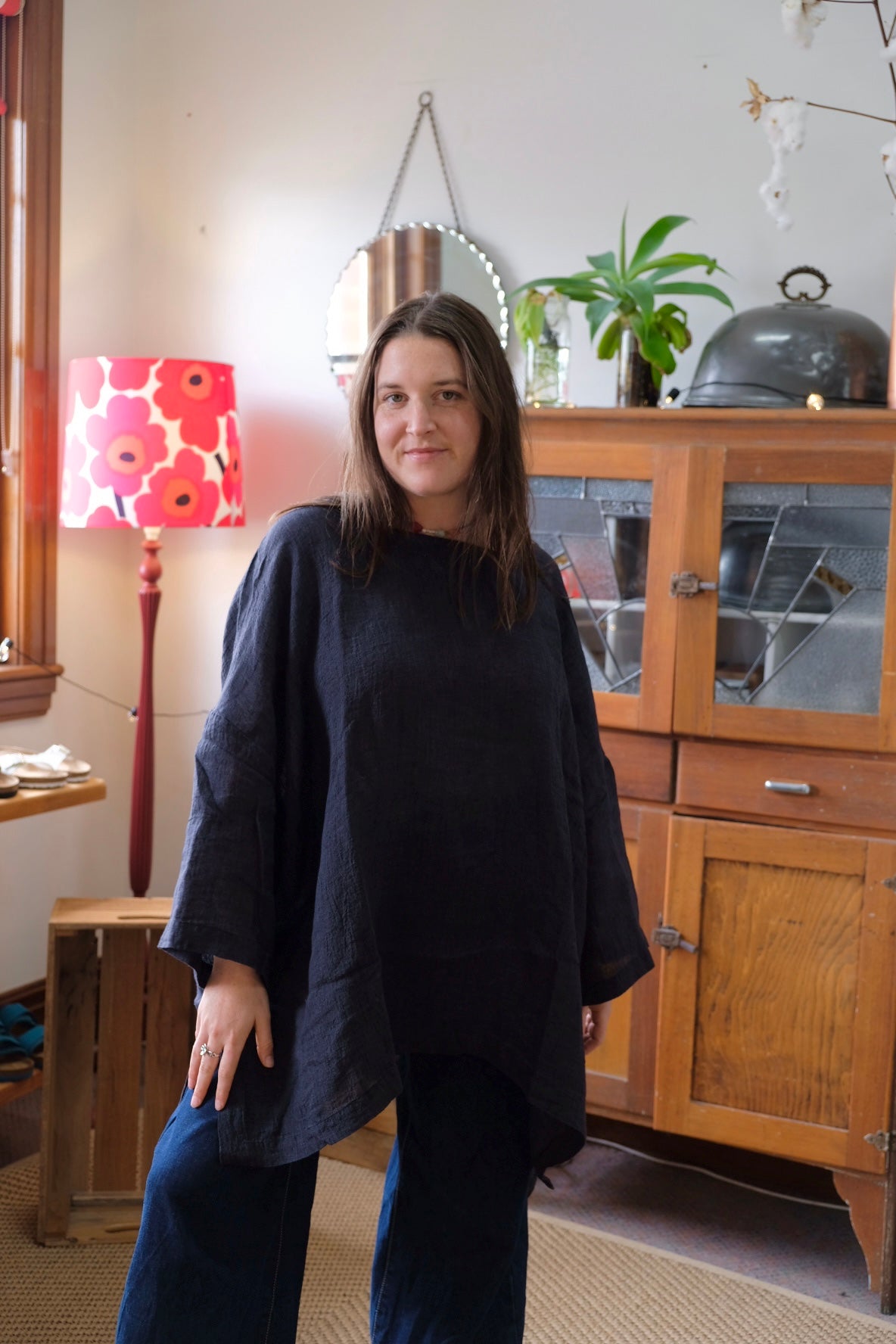 Isabelle Linen Gauze Square Neck Top - Blackwood