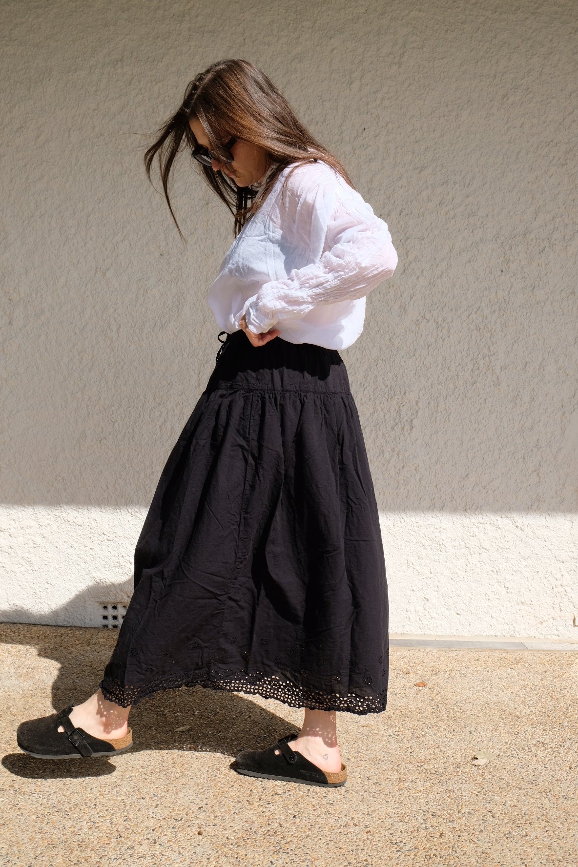 Azalea Skirt - Double Layer Cotton with Broderie Anglaise Hem