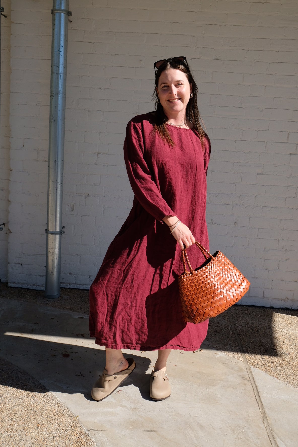 Elodie Dress - Red Linen