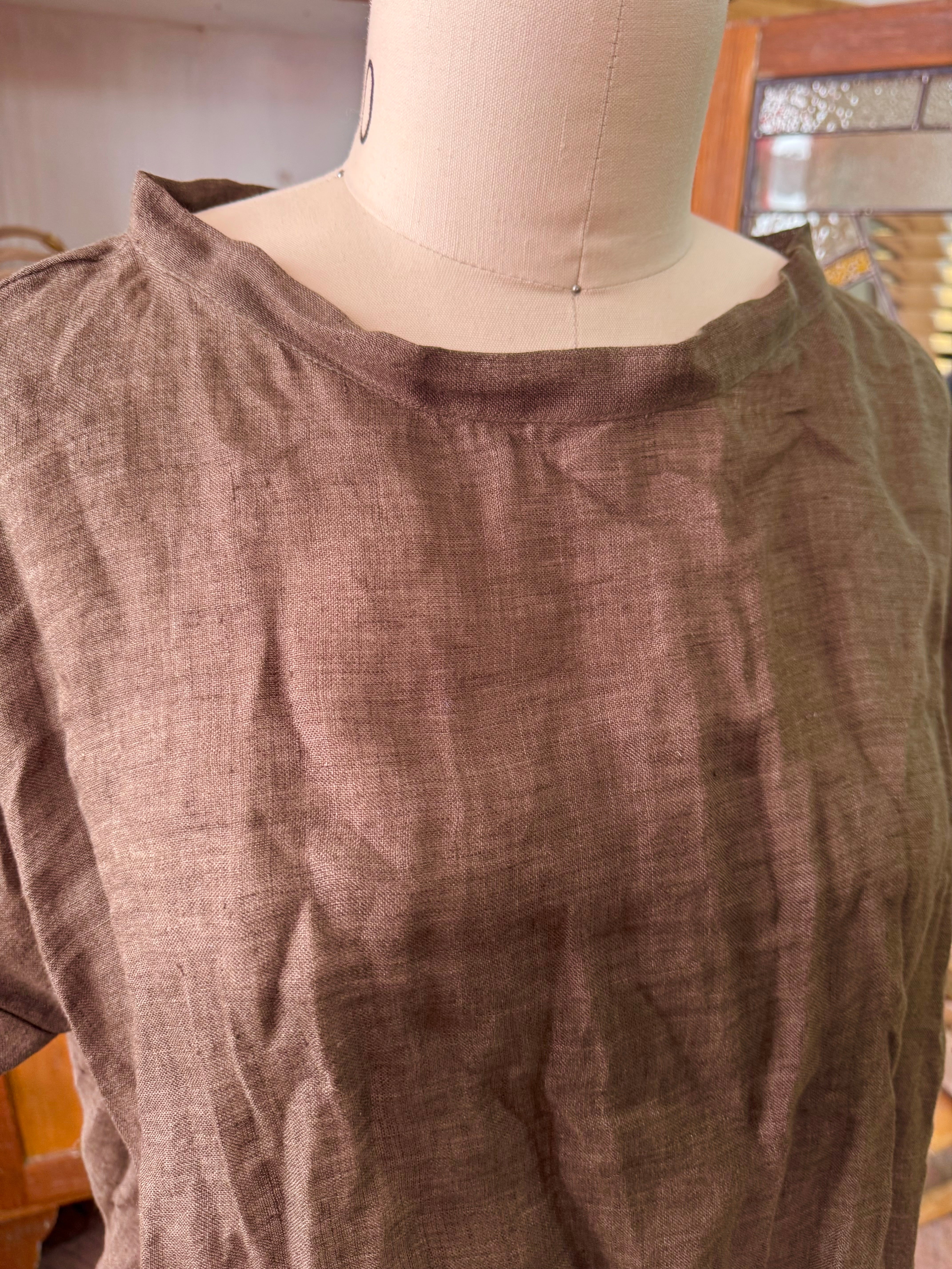 Gauze linen Tee - Khaki