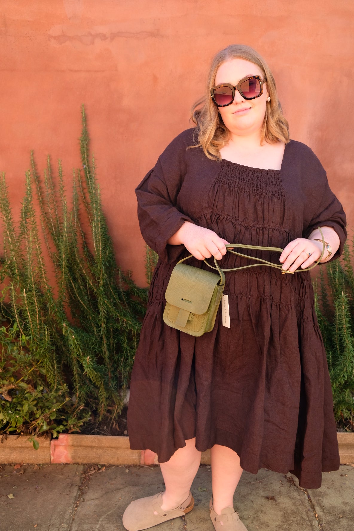 Helena Dress Short - Linen - Chocolate