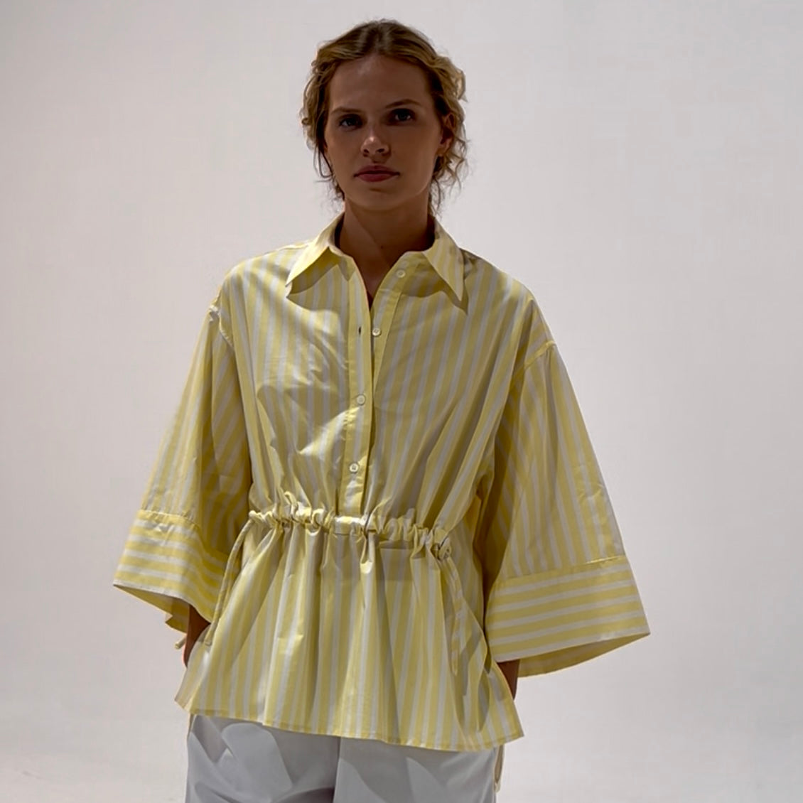 Emily Shirt | Lemon Stripe poplin