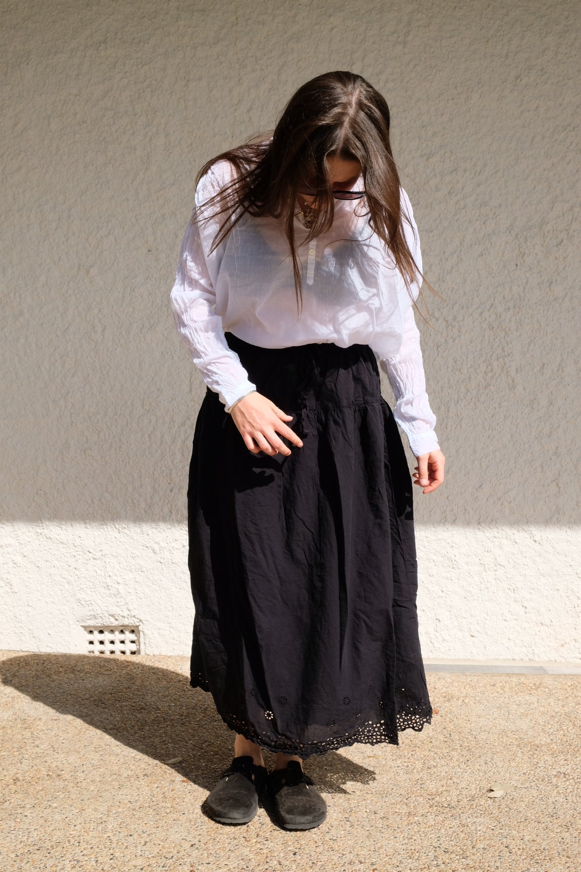Azalea Skirt - Double Layer Cotton with Broderie Anglaise Hem