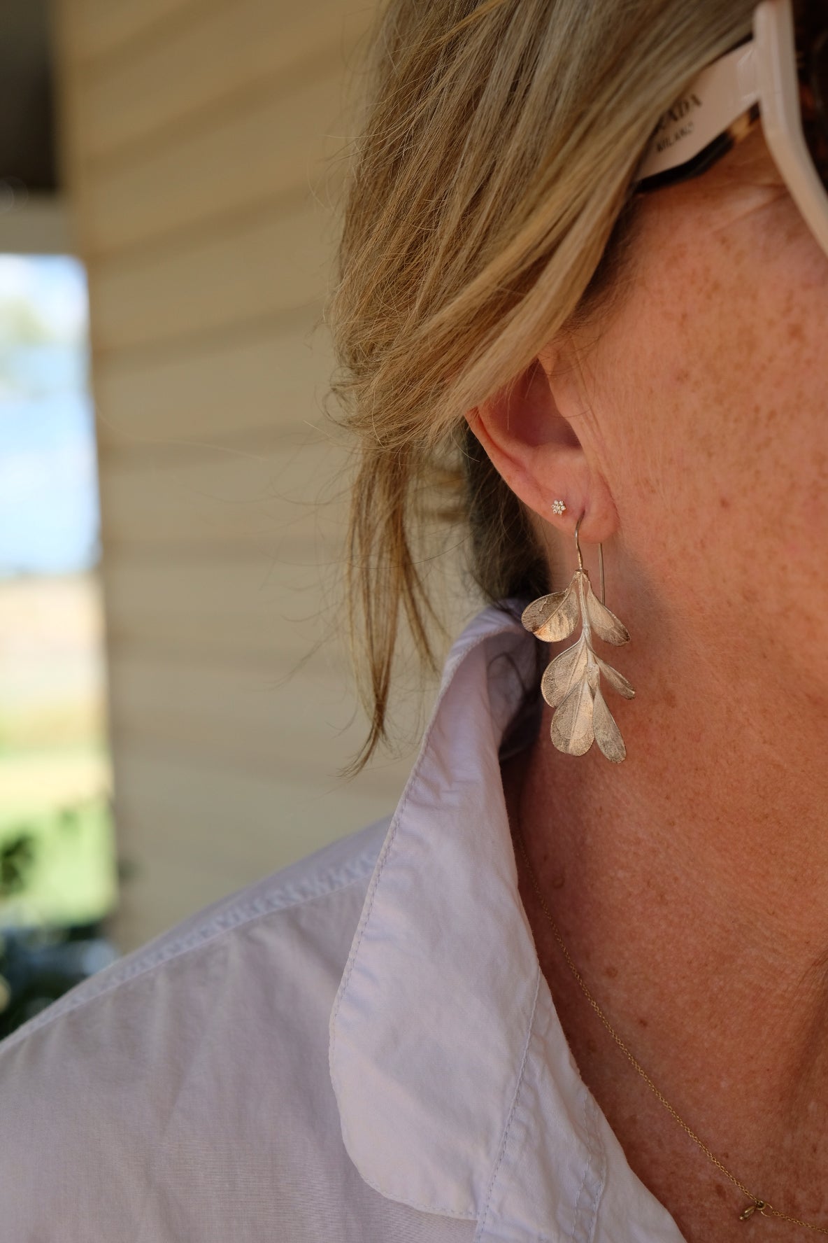 Botanical earrings - Japanese box bush - silver