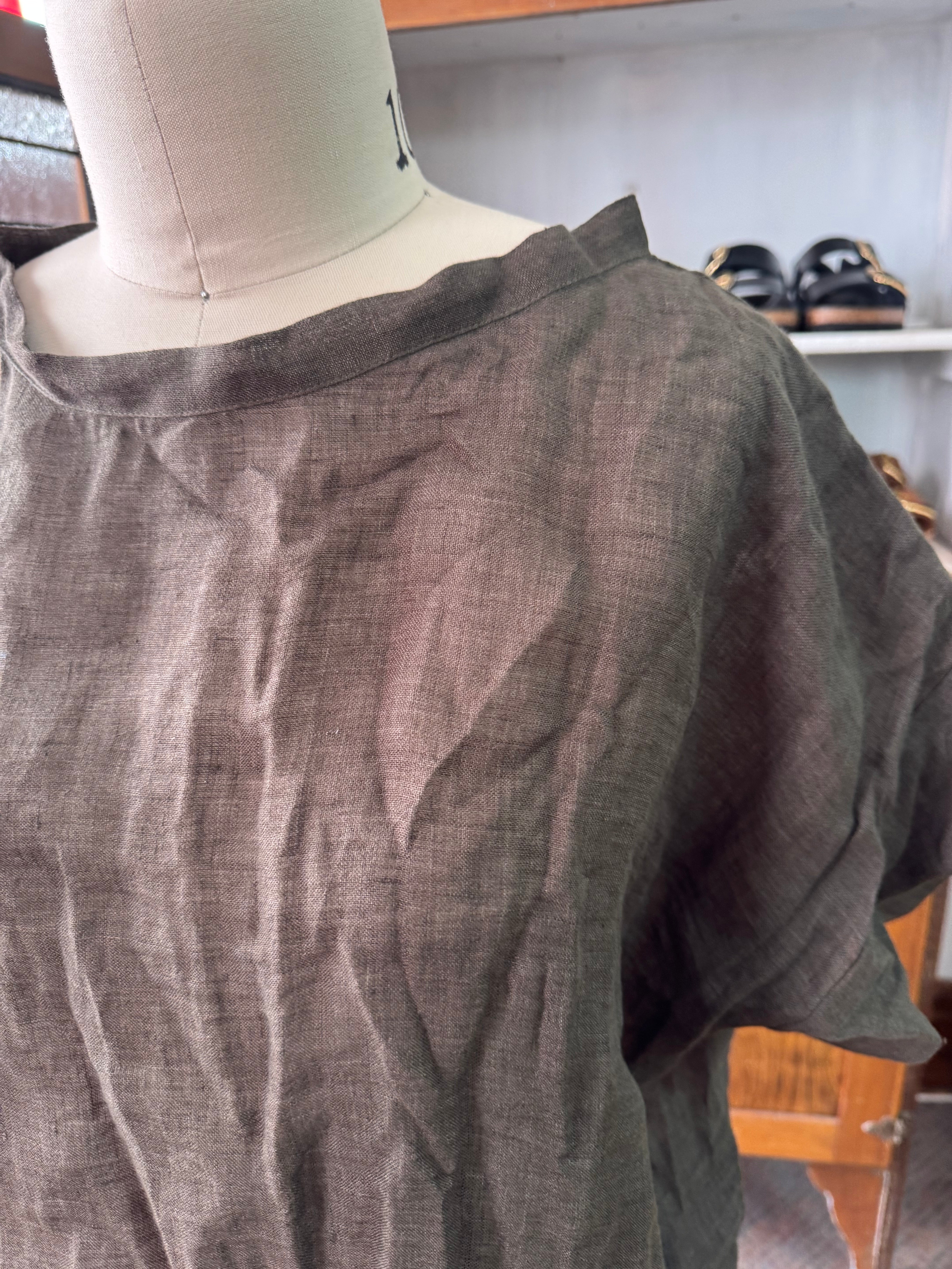 Gauze linen Tee - Khaki