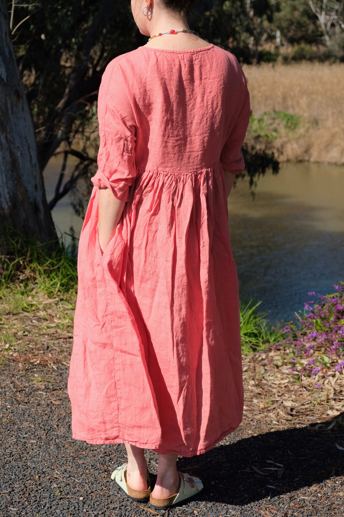 Picnic Dress Linen - Coral