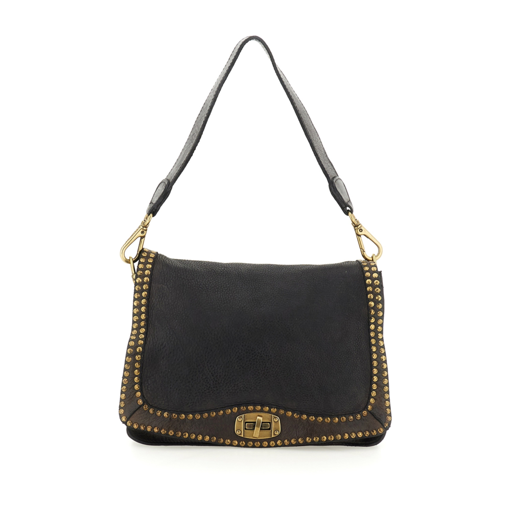 Kura shoulder Bag with studs - Brown