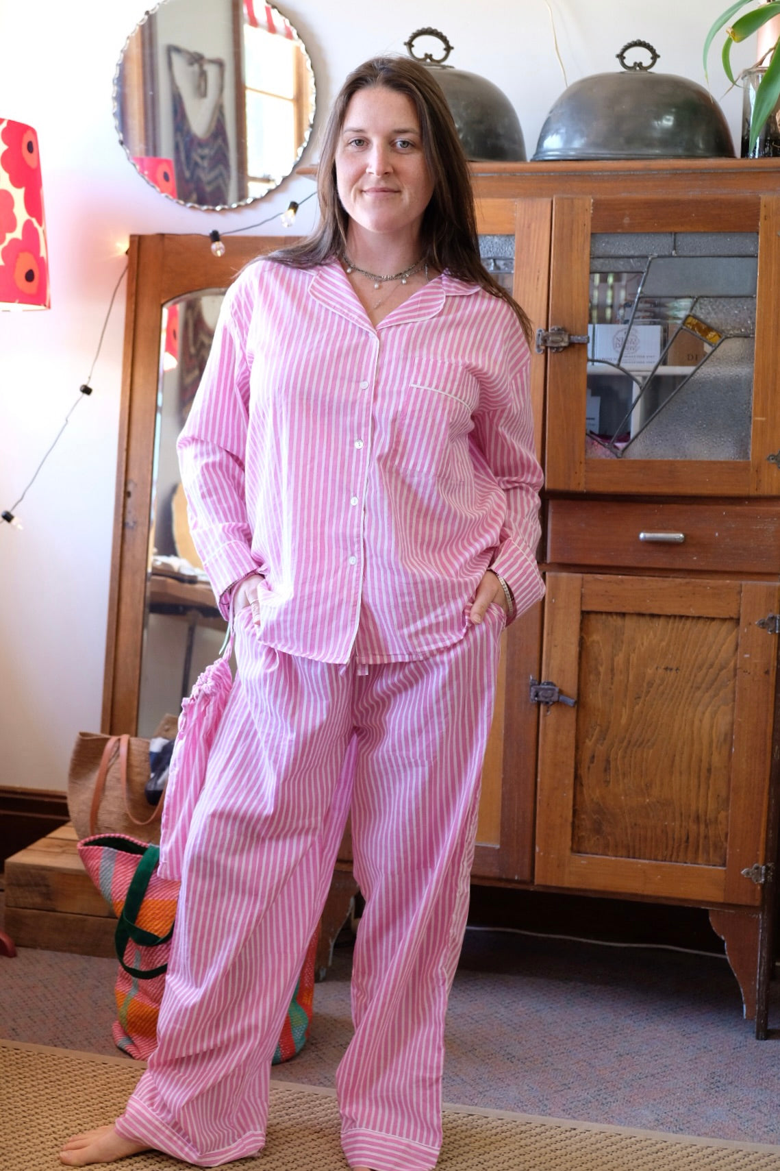 Pink Stripe Cotton Pyjamas Set
