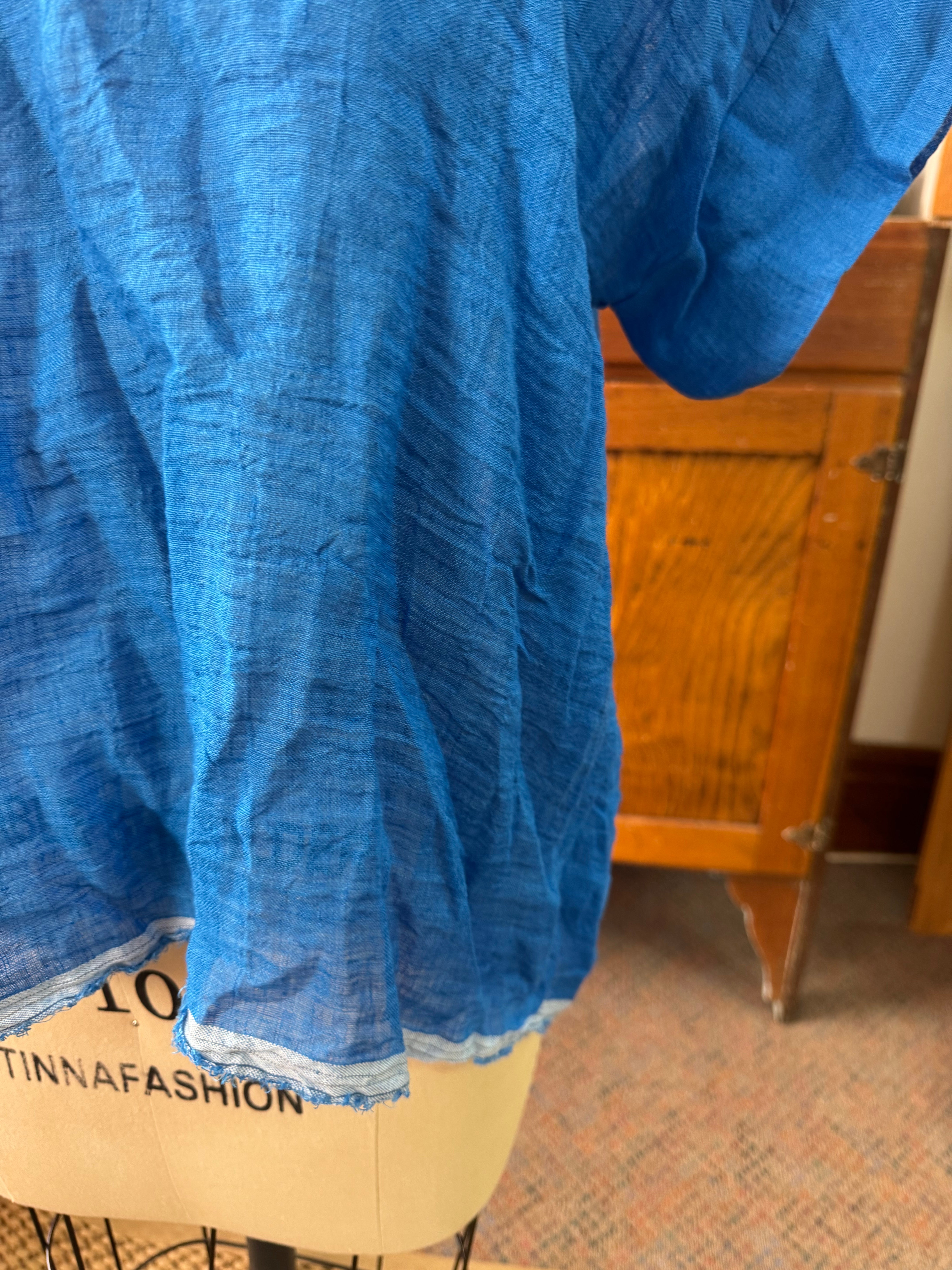 Gauze linen Tee - Azure