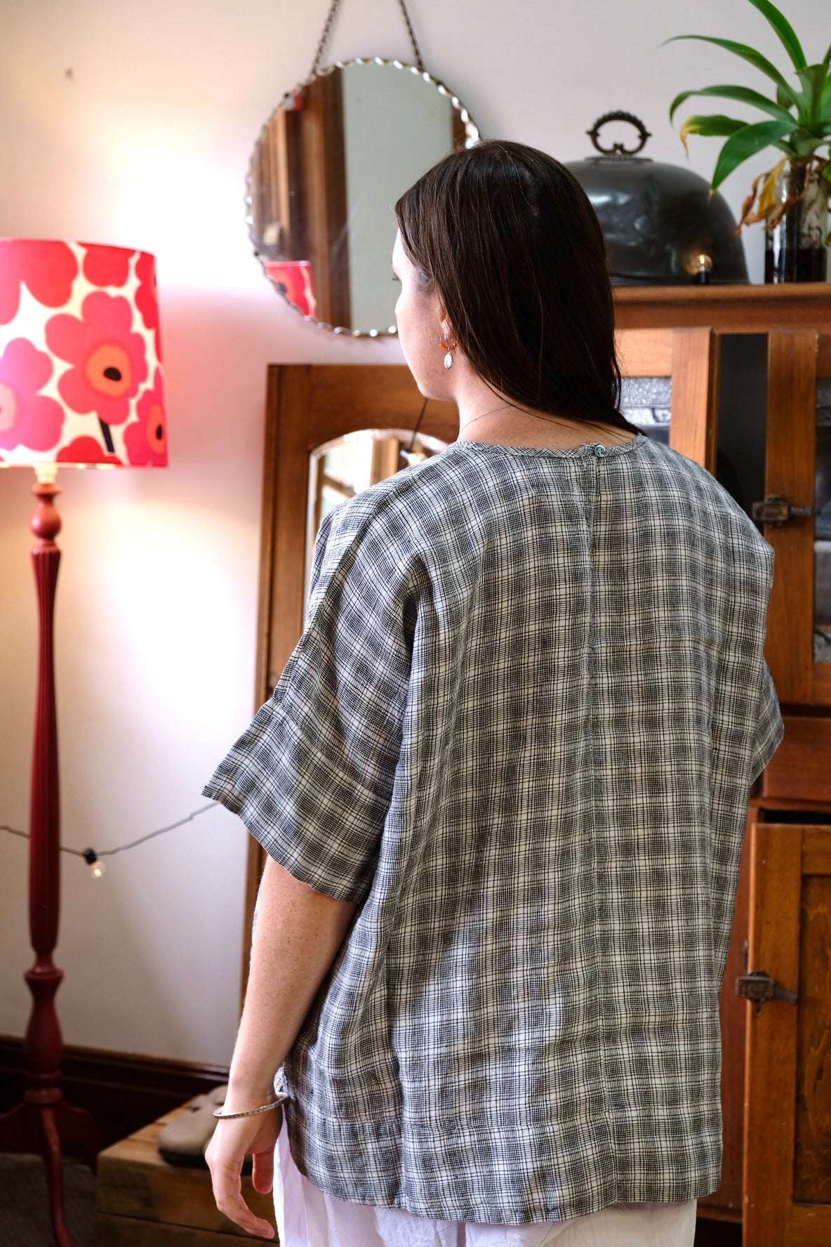 Avril T-Shirt - Textured Check Linen