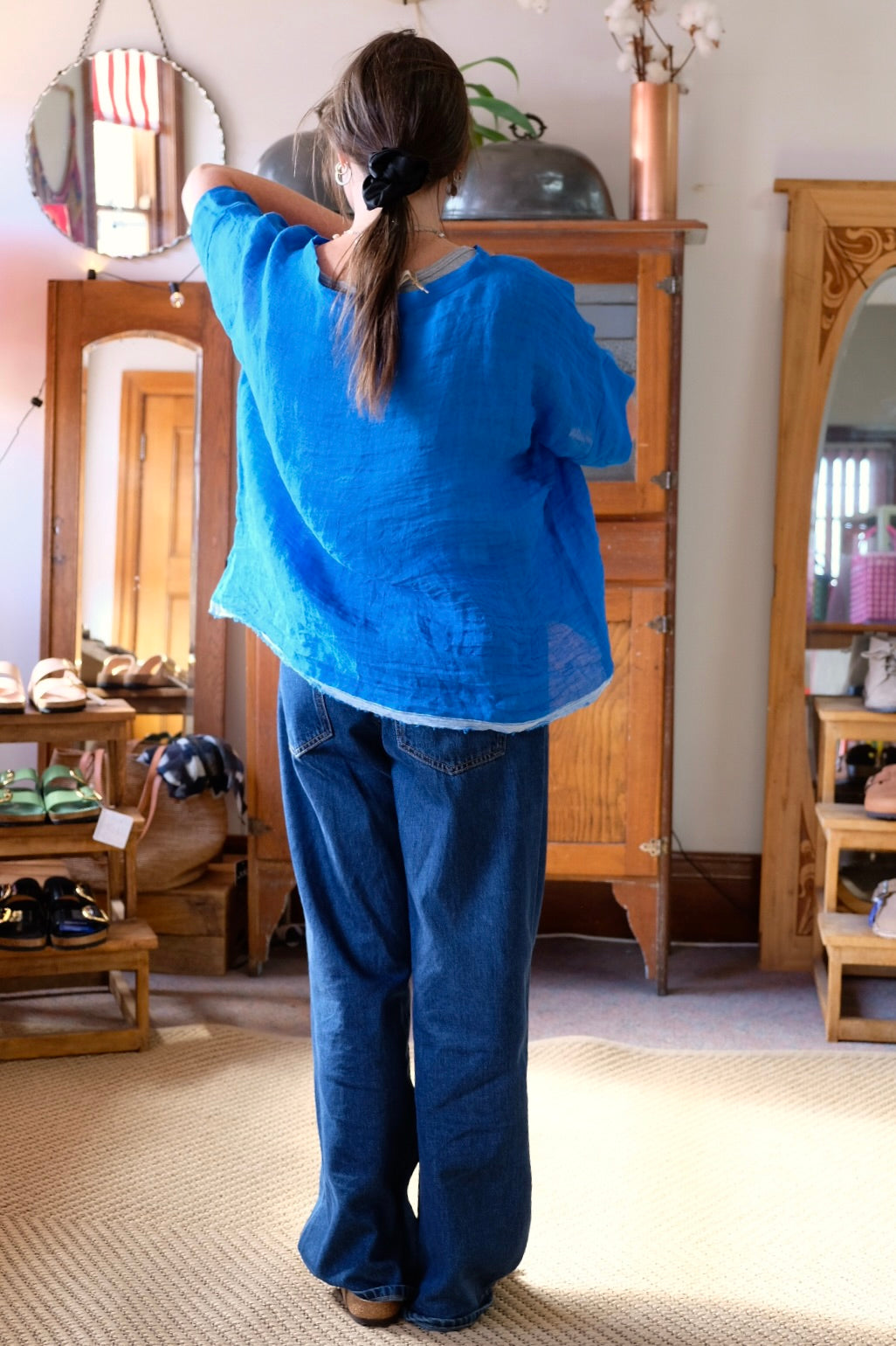 Gauze linen Tee - Azure