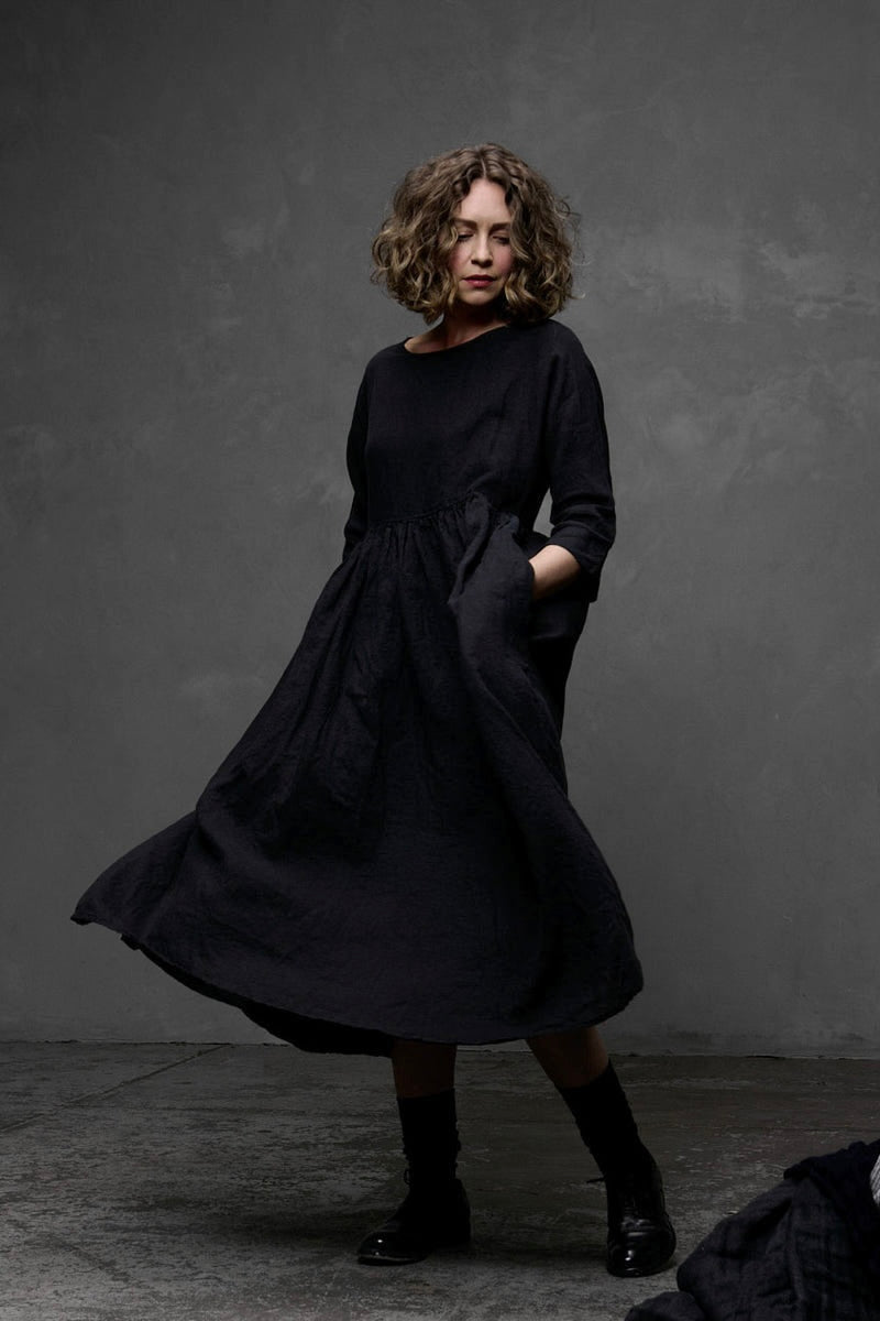 Picnic Dress Linen - Black