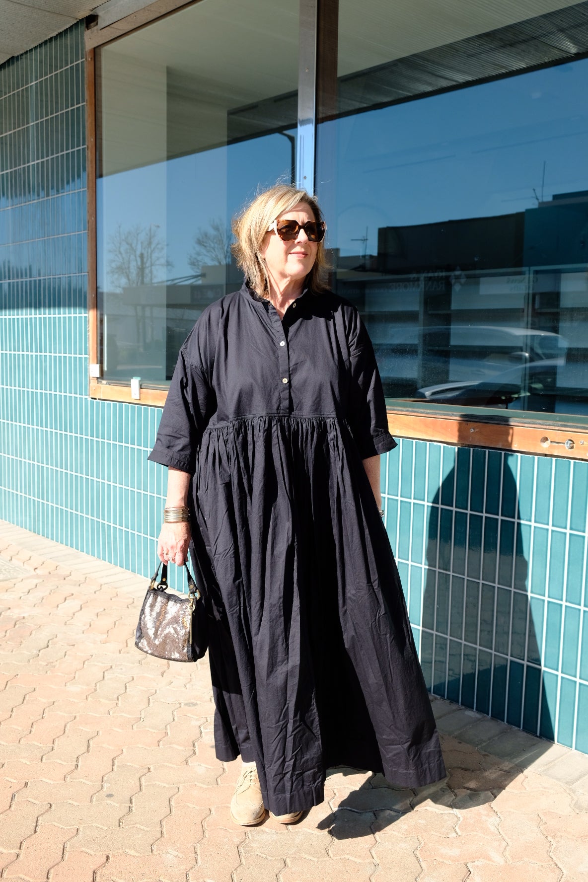 Edith Long Dress Cotton Twill - Black