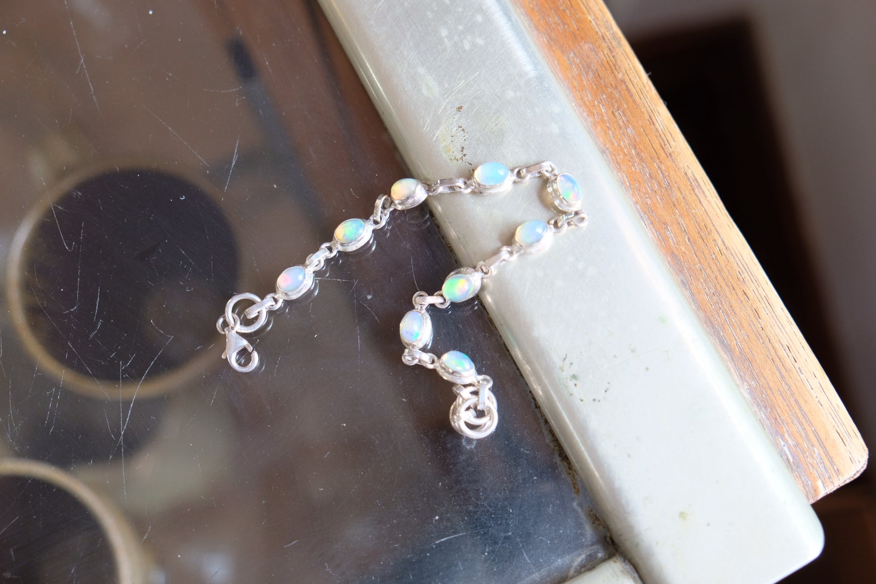 Opal quartz and silver bracelet