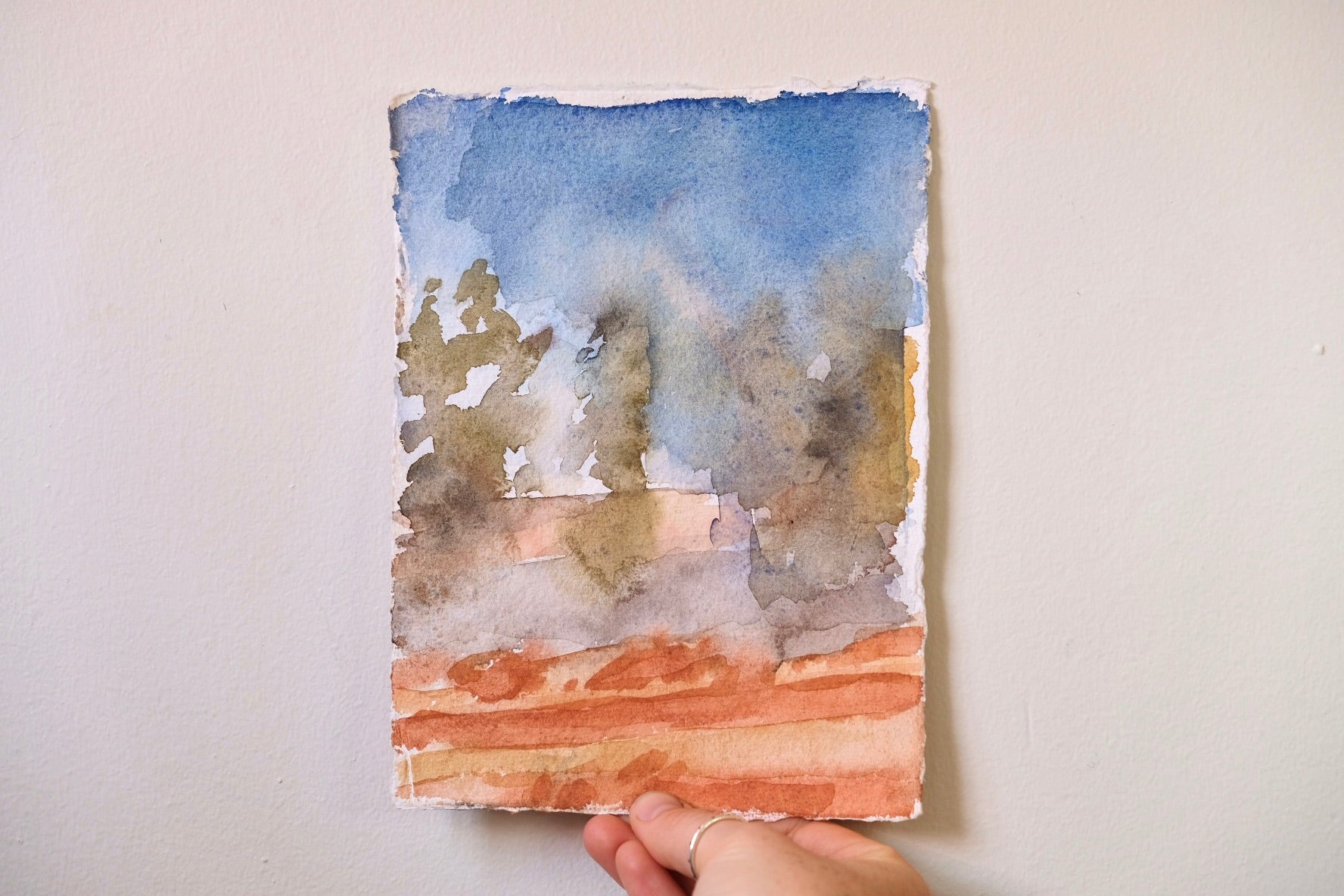 Watercolour Landscape - "Dry River Bed near Titjikala" by Clementine Belle McIntosh