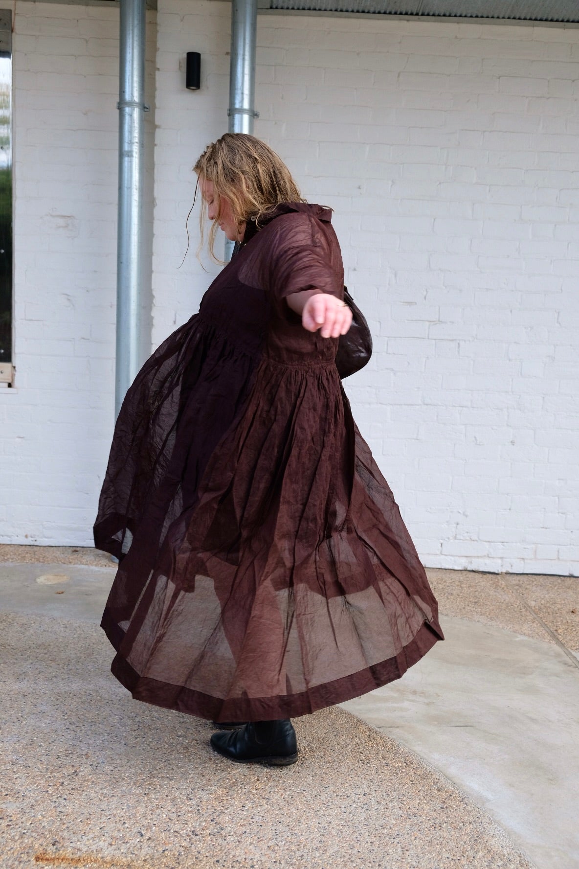 Edith Dress - Cotton Organdy - Chocolate