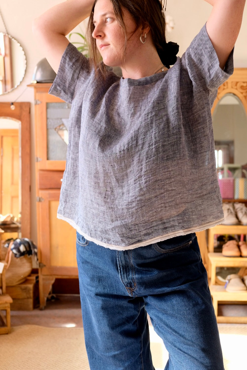 Gauze linen Tee - Chambray