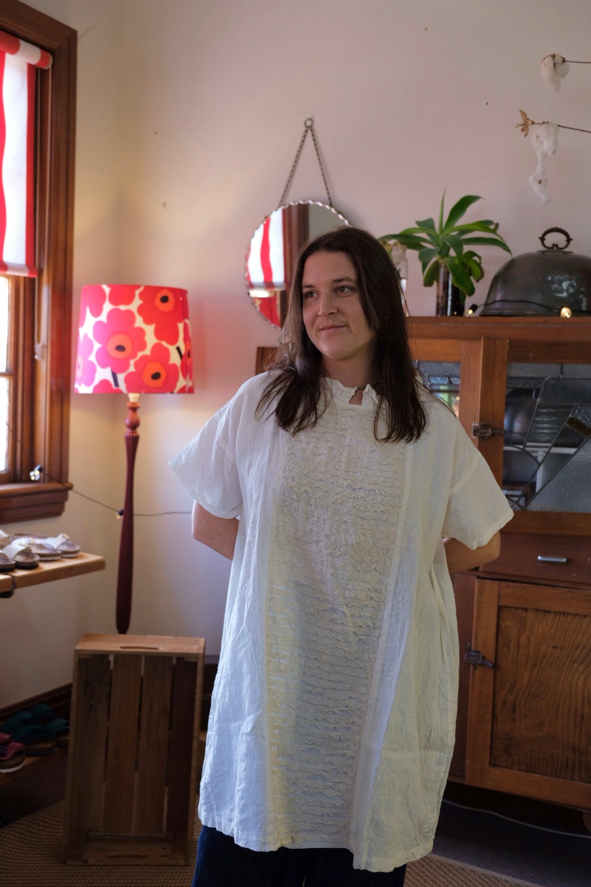 LUNA DRESS - LINEN & LACE Cream