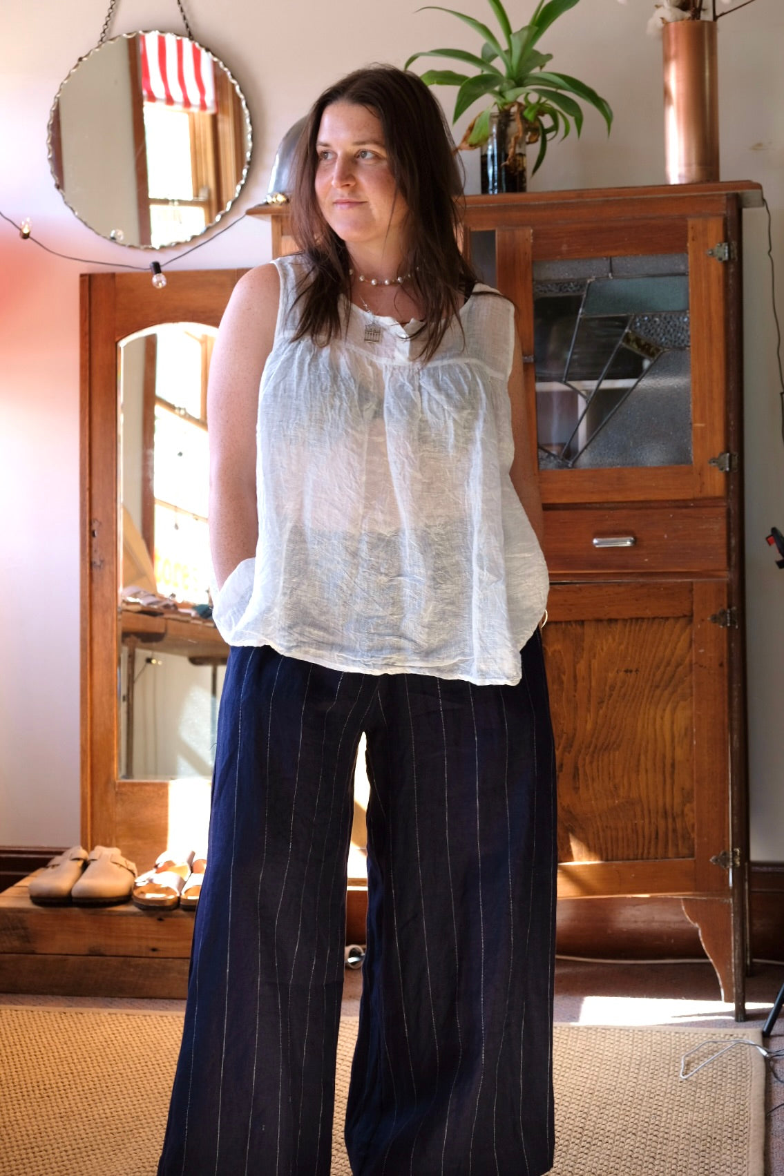Nila Top Gauze Linen - Warm White