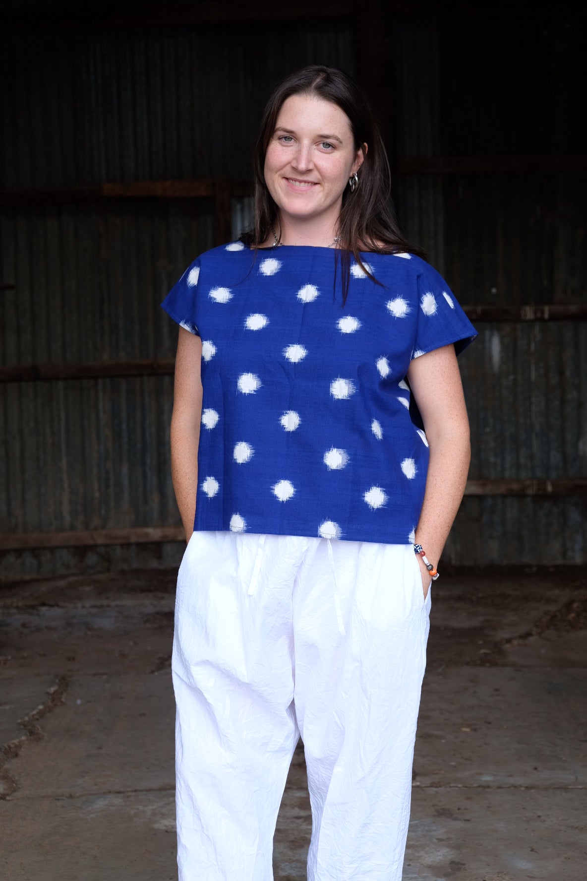 Ori Top - Blue/Ivory