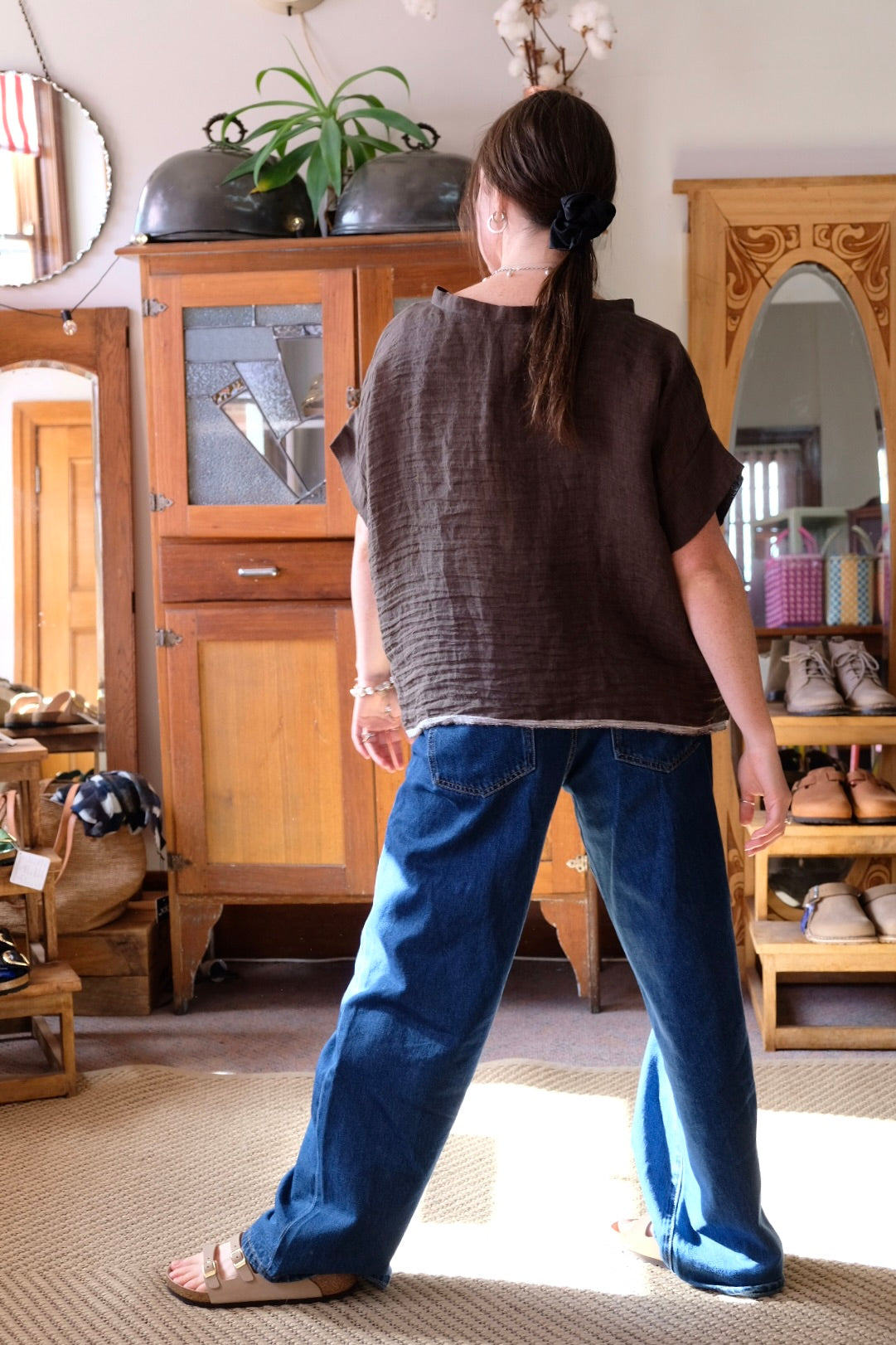 Gauze linen Tee - Khaki