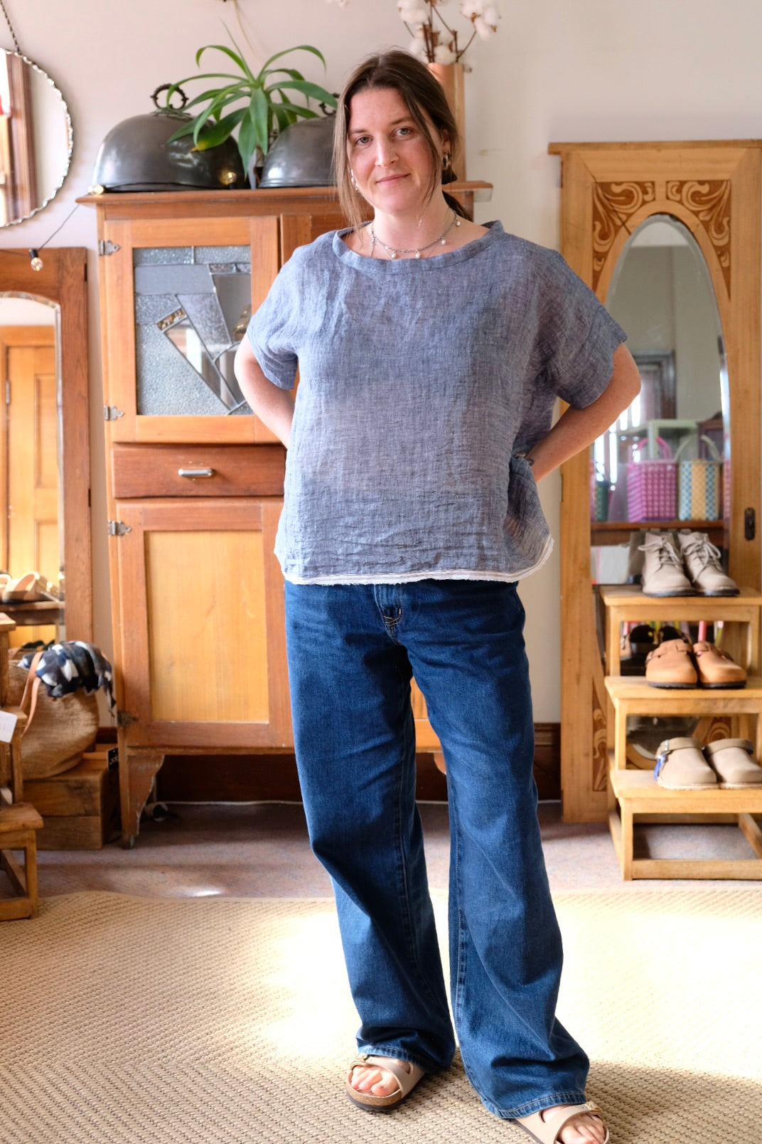 Gauze linen Tee - Chambray