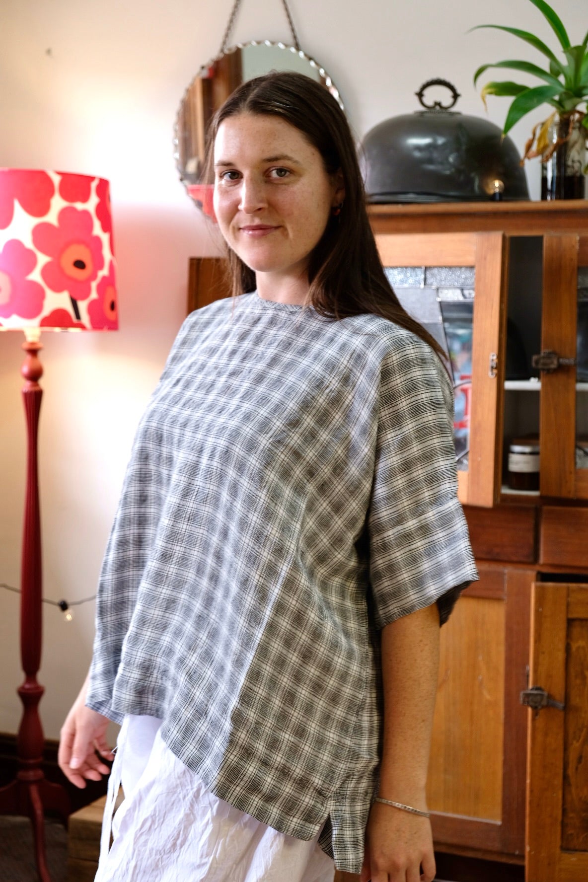 Avril T-Shirt - Textured Check Linen