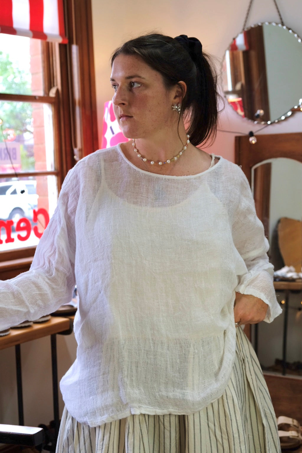 St Barts Linen Top - White