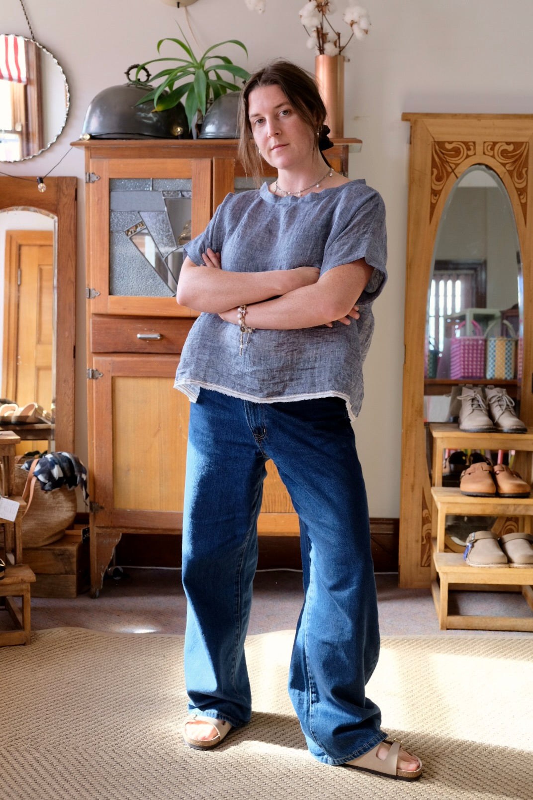 Gauze linen Tee - Chambray