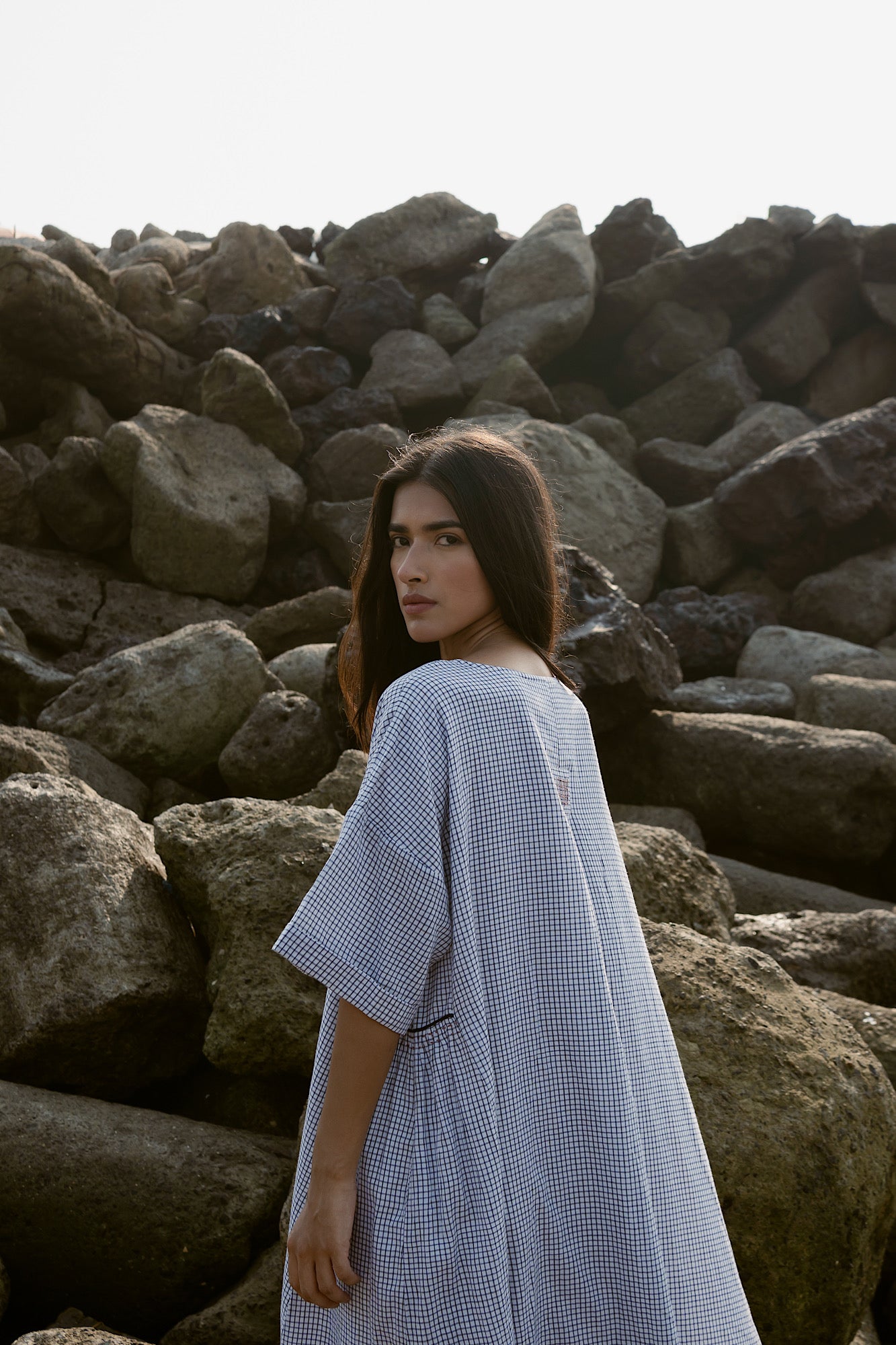 Osaka Dress - Navy Check