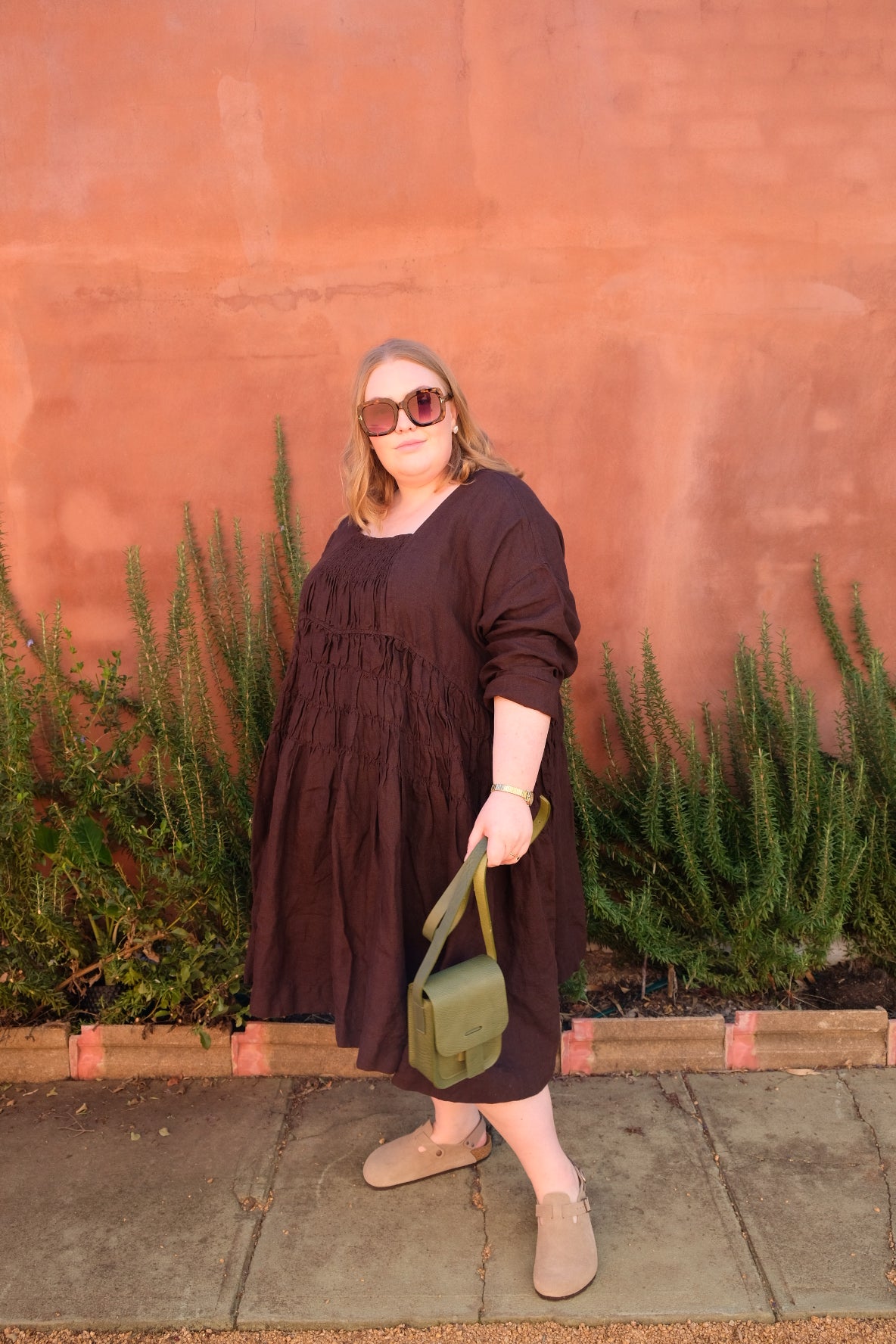 Helena Dress Short - Linen - Chocolate