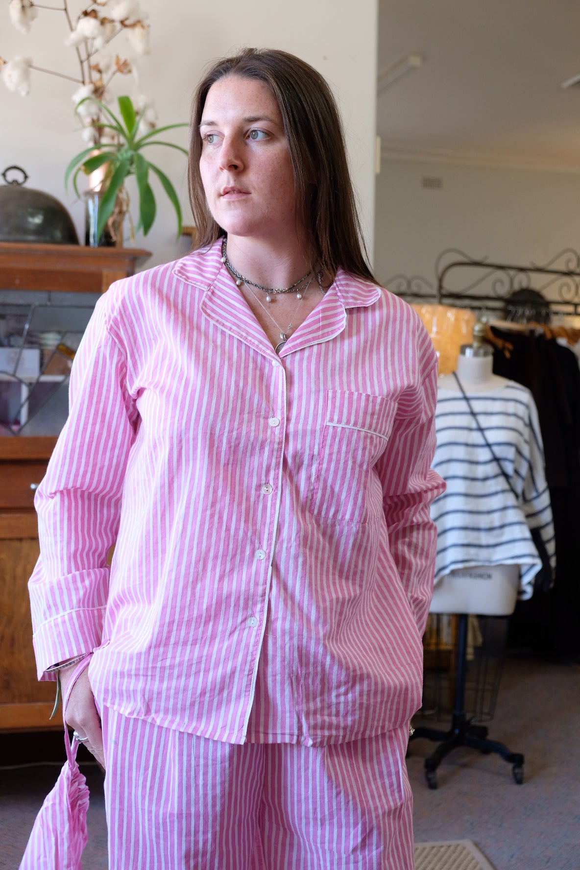 Pink Stripe Cotton Pyjamas Set