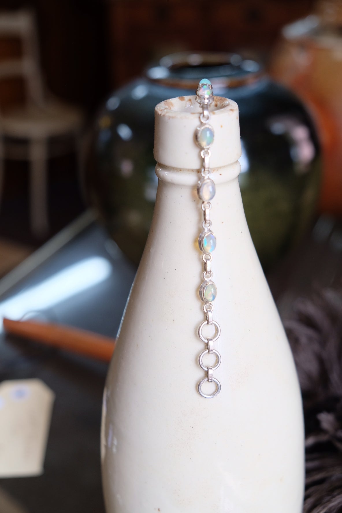 Opal quartz and silver bracelet