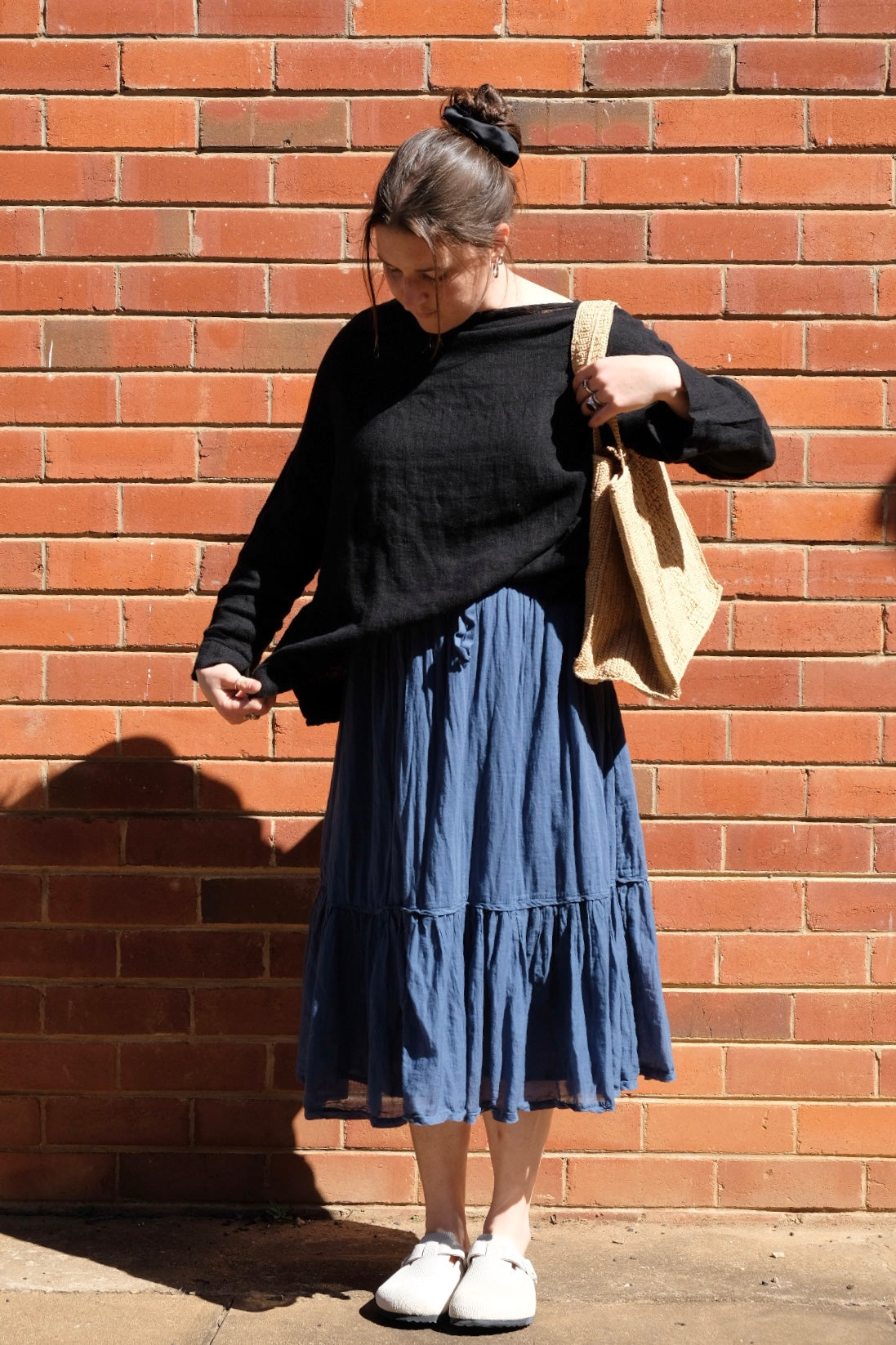 Milly Tiered Skirt Cotton Voile - Denim