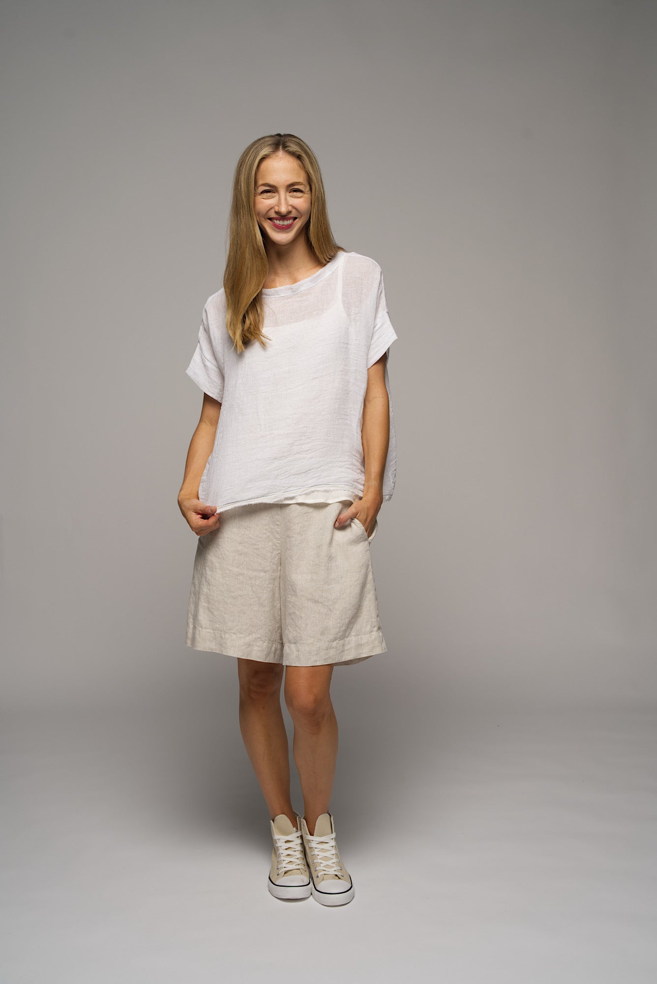 Gauze linen Tee - White