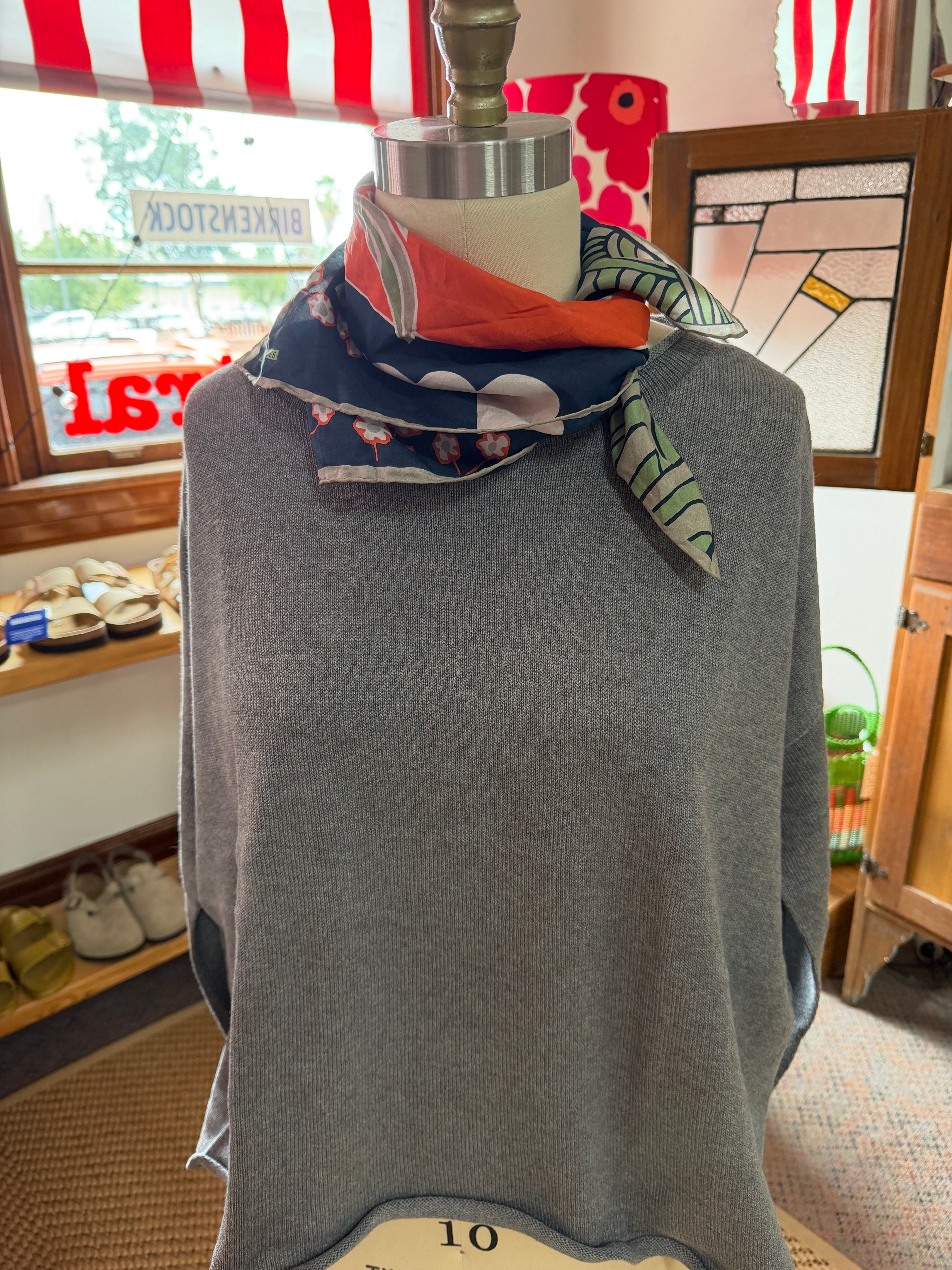 organic cotton curled edge knit - grey