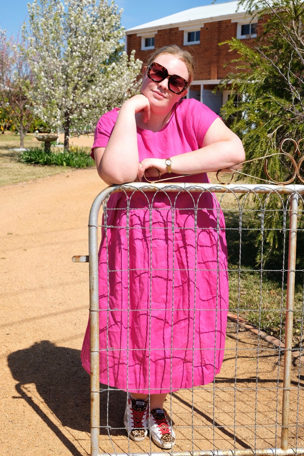 Sibella linen dress - Cerise