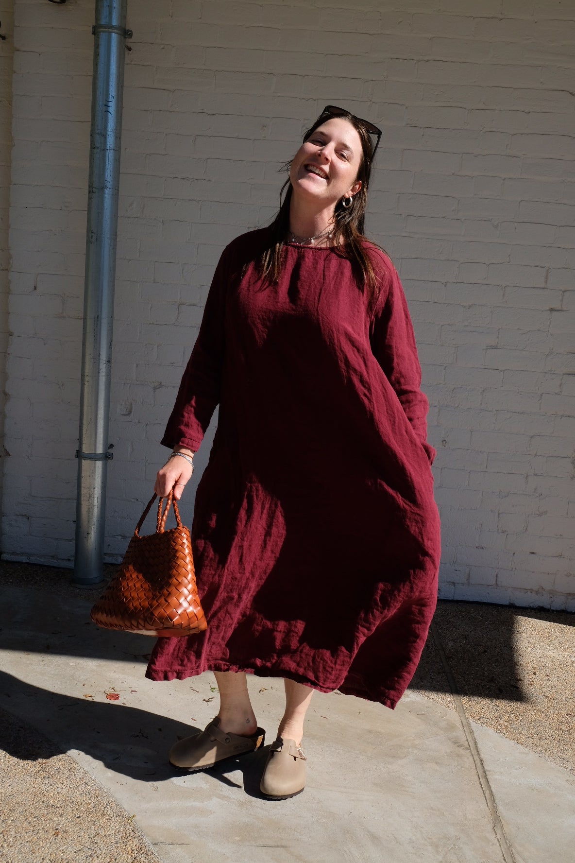 Elodie Dress - Red Linen