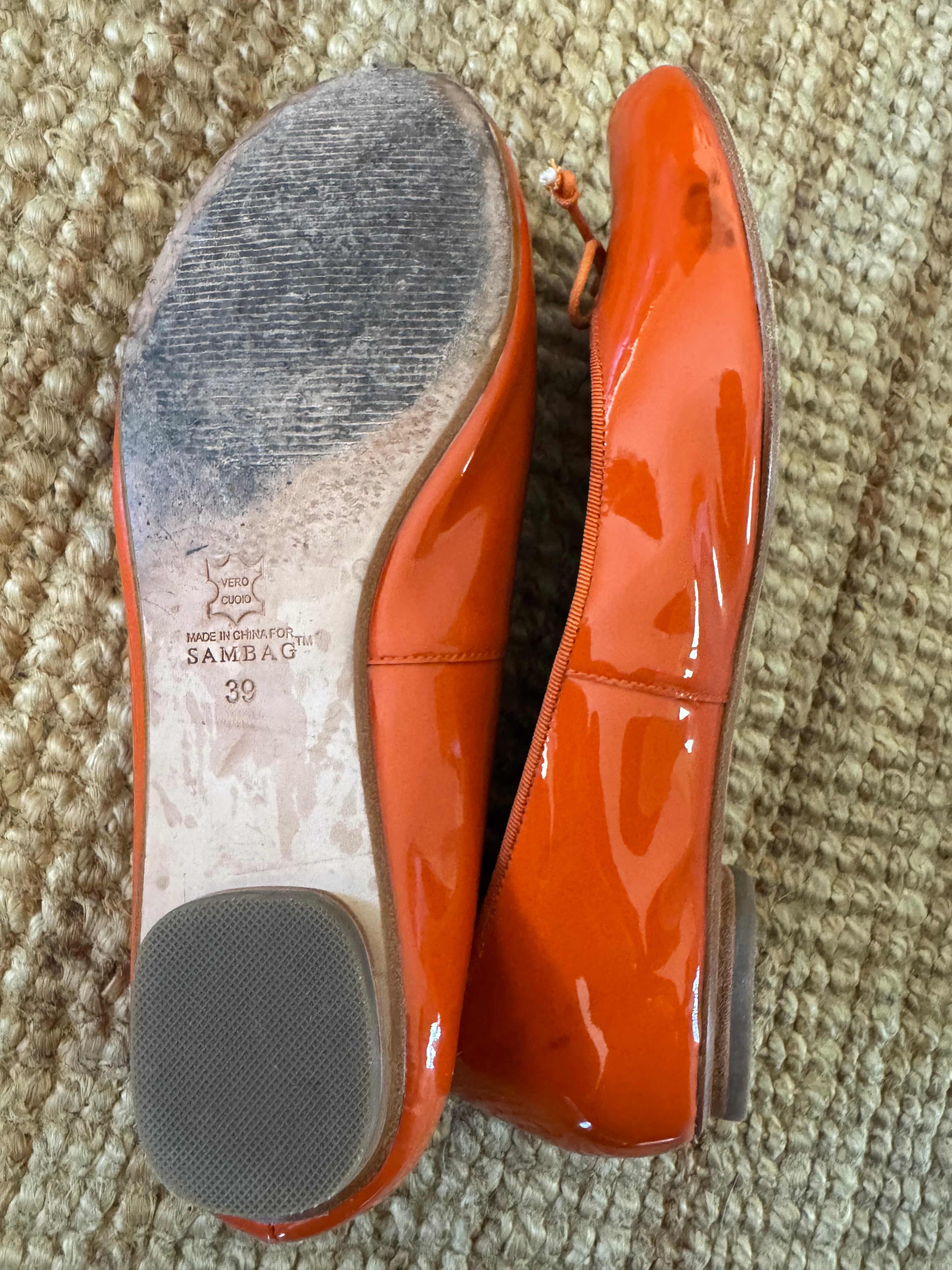 Pre-loved Sambag Tina Orange Patent Leather Ballet Flat