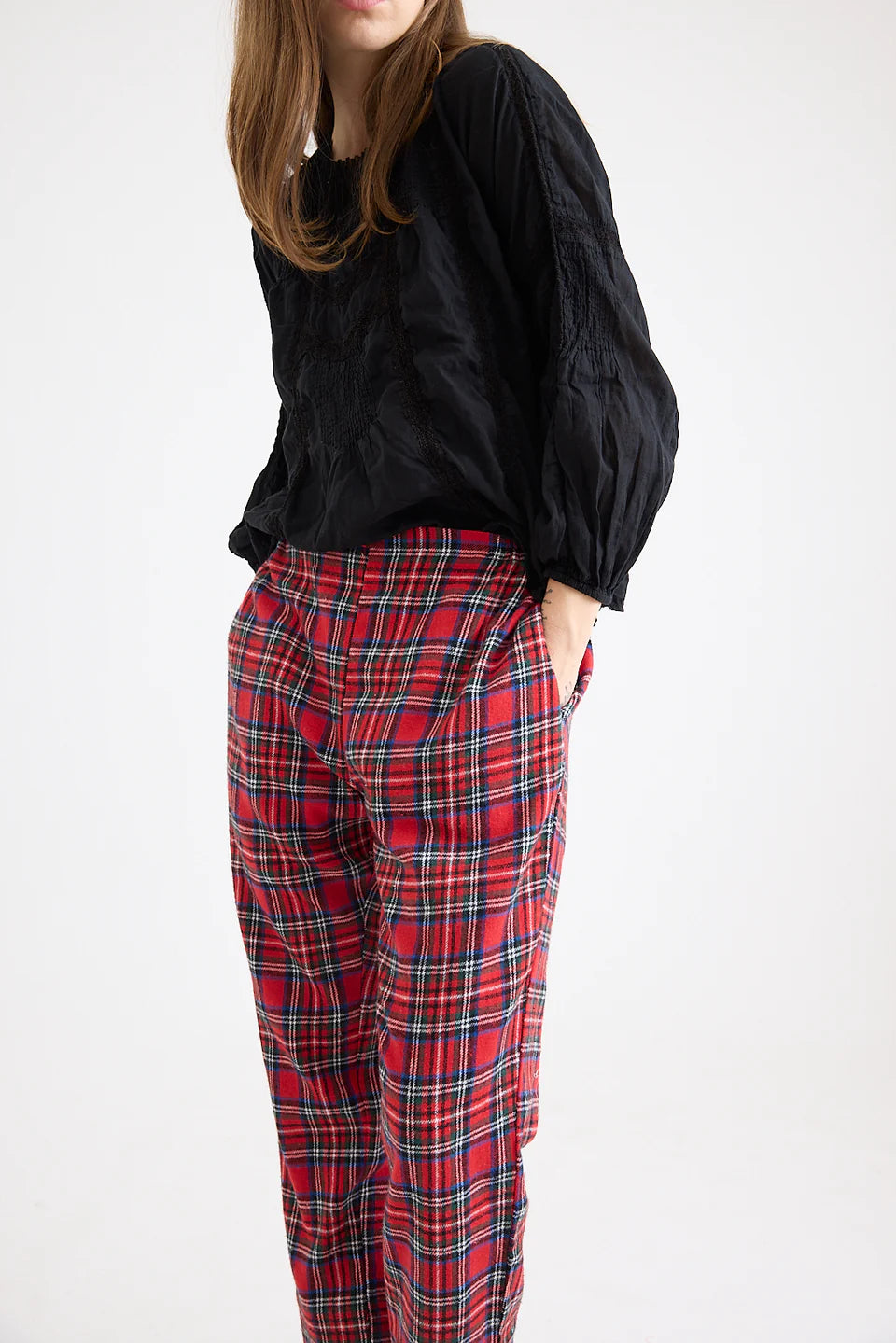Lexi Capri Pant in Red Tartan Check