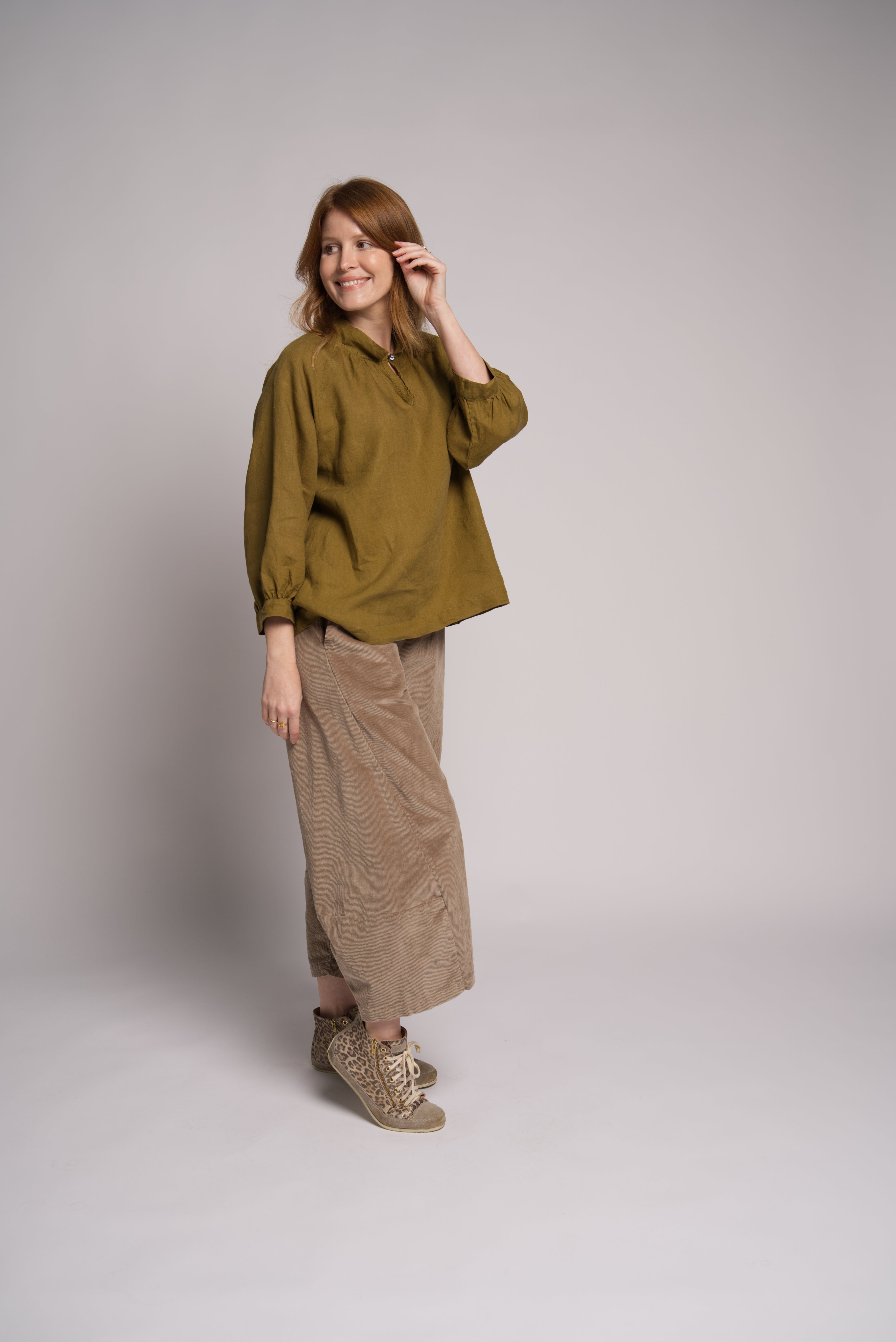 Aurora linen twill Smock - Olive