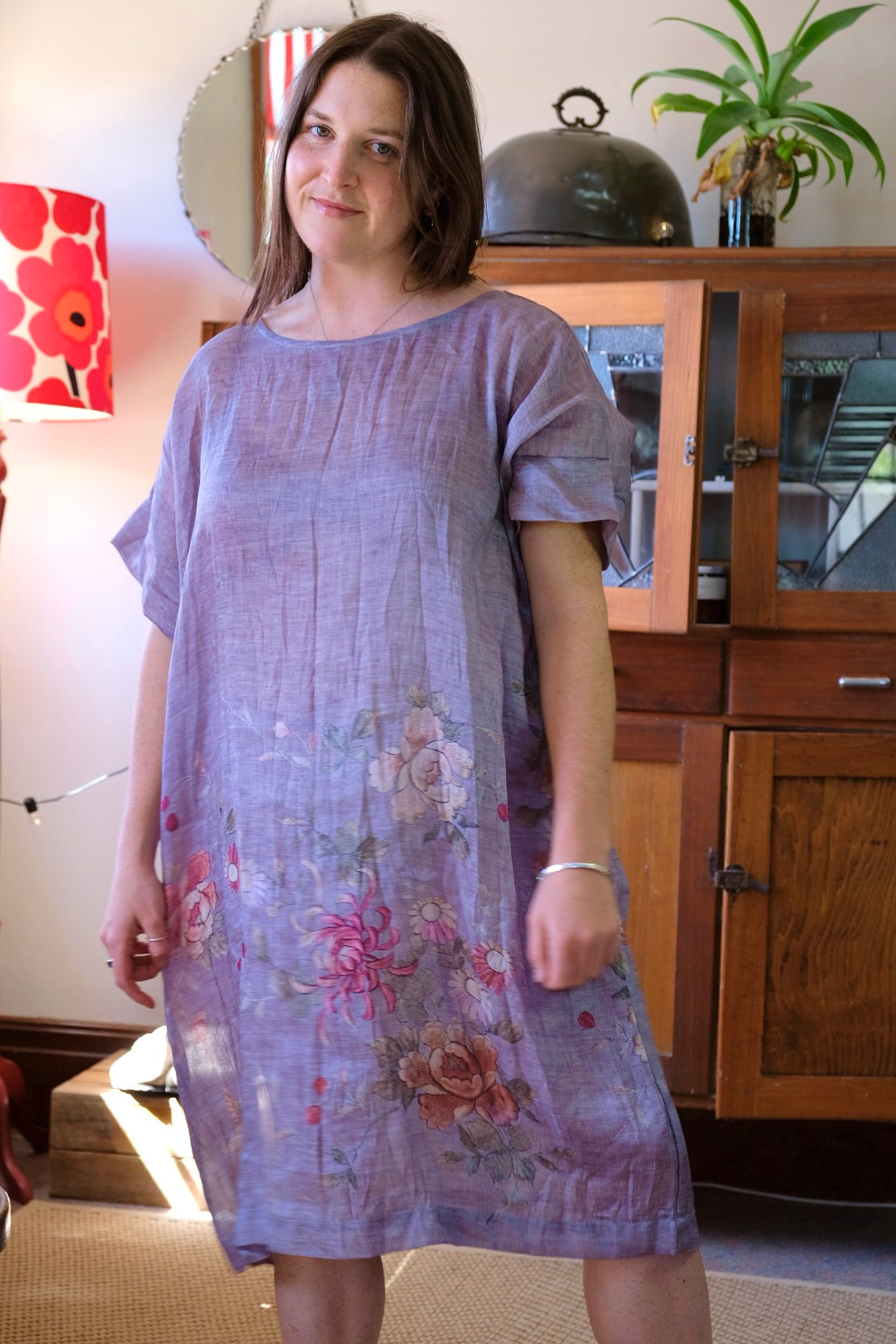 Peony Tunic/Dress Floral Print - Grey
