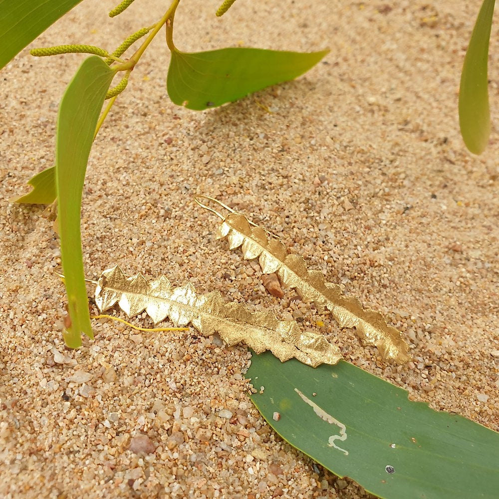 Botanical earrings - in the wild - banksia - gold