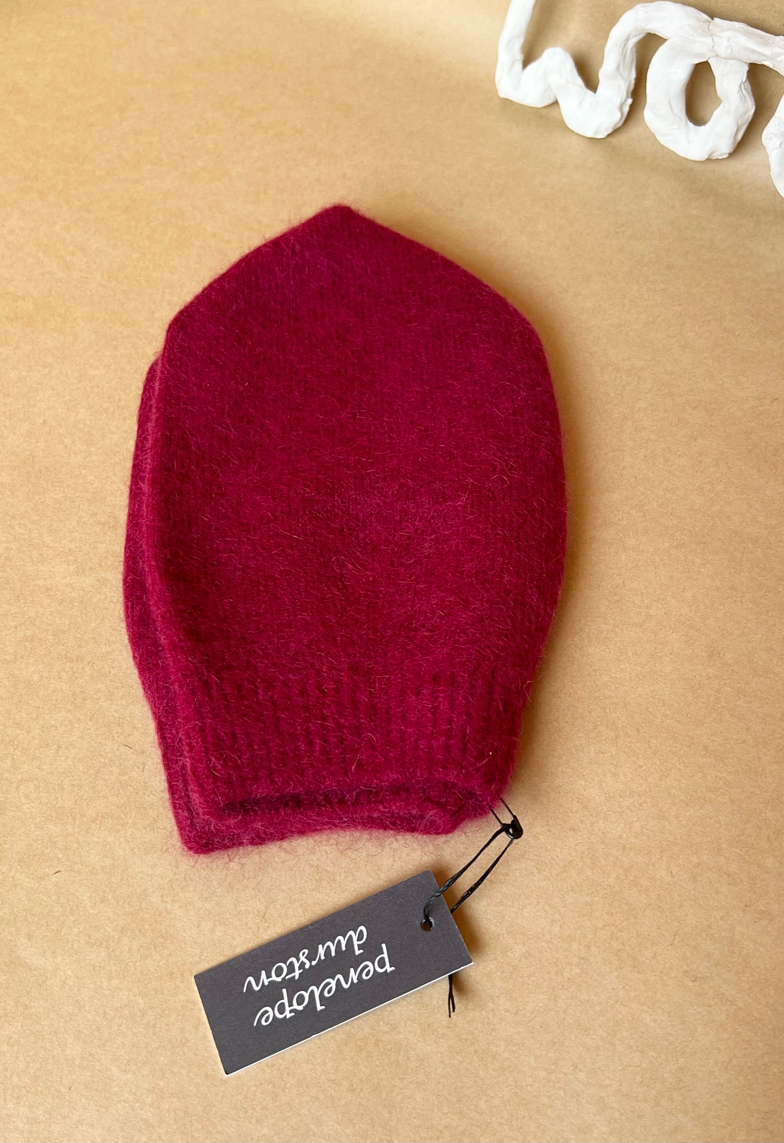 Angora/Lambswool Slouch Beanie - Cranberry