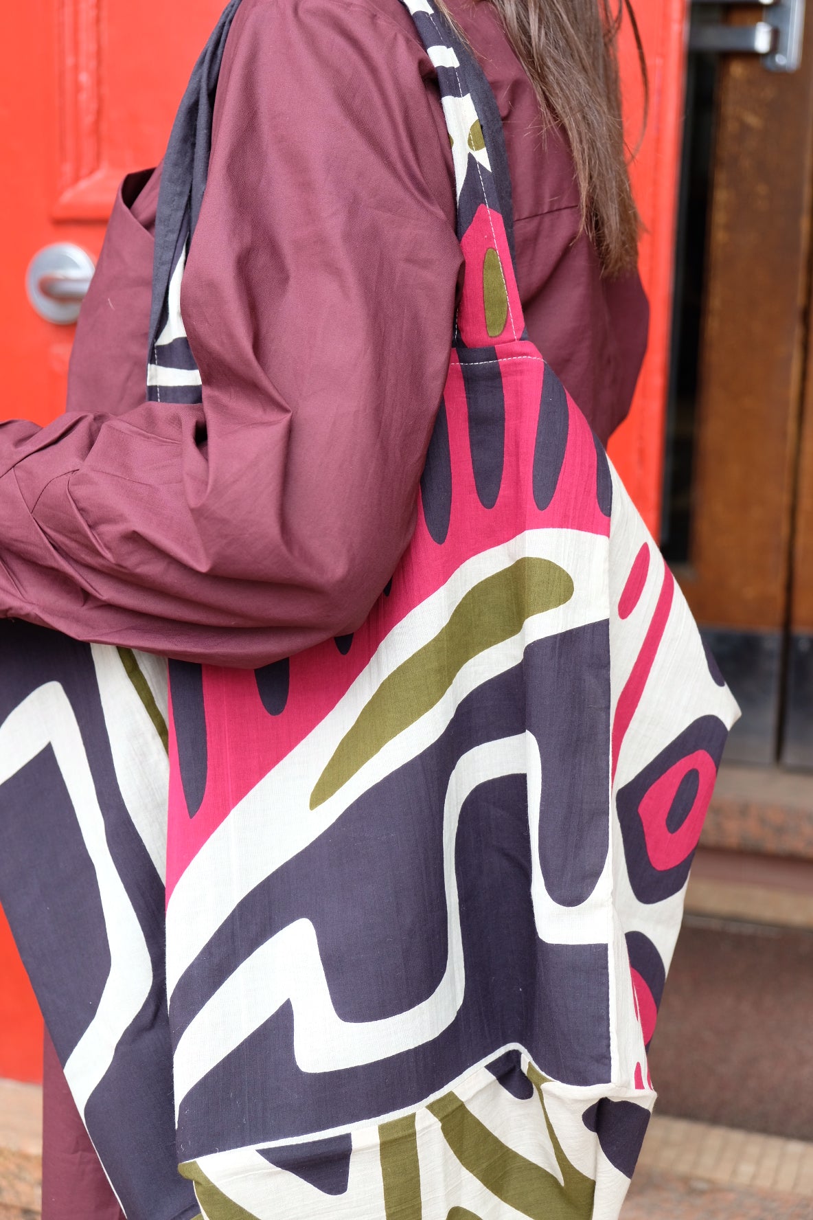 Upcycled Cotton Tote Bag Shangha Bordeaux