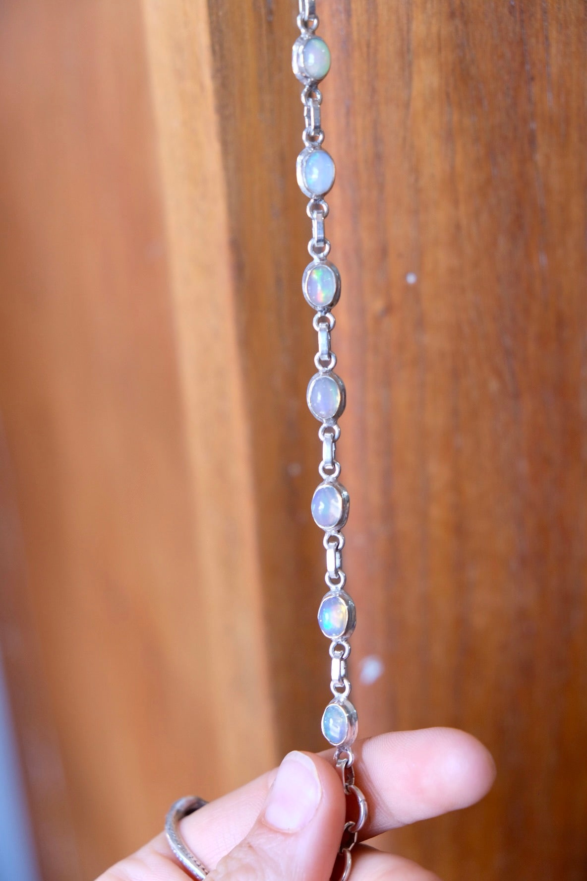 Opal quartz and silver bracelet