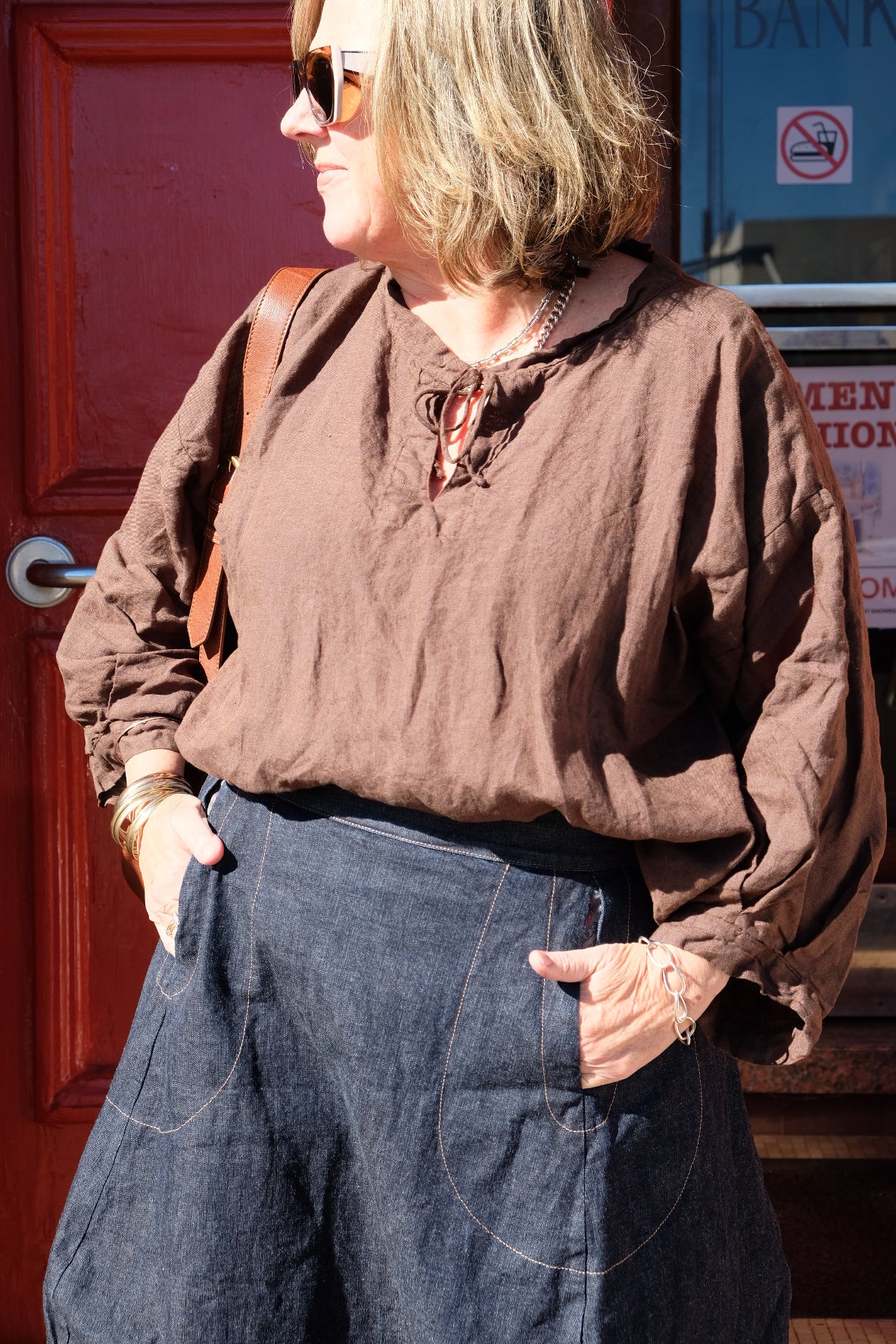 Juno Top - chocolate linen