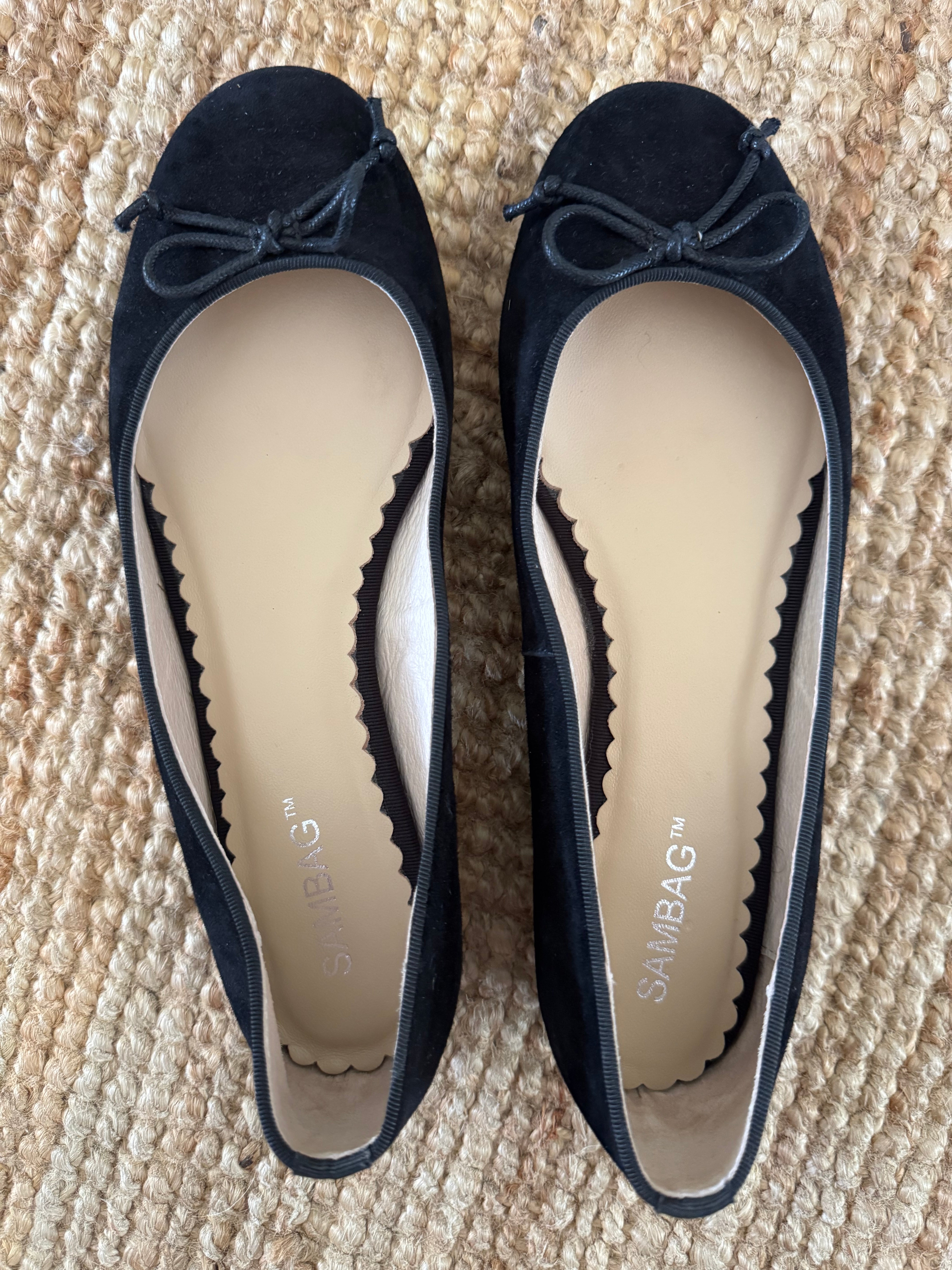 Pre-loved Sambag Tina Black Suede Ballet Flat